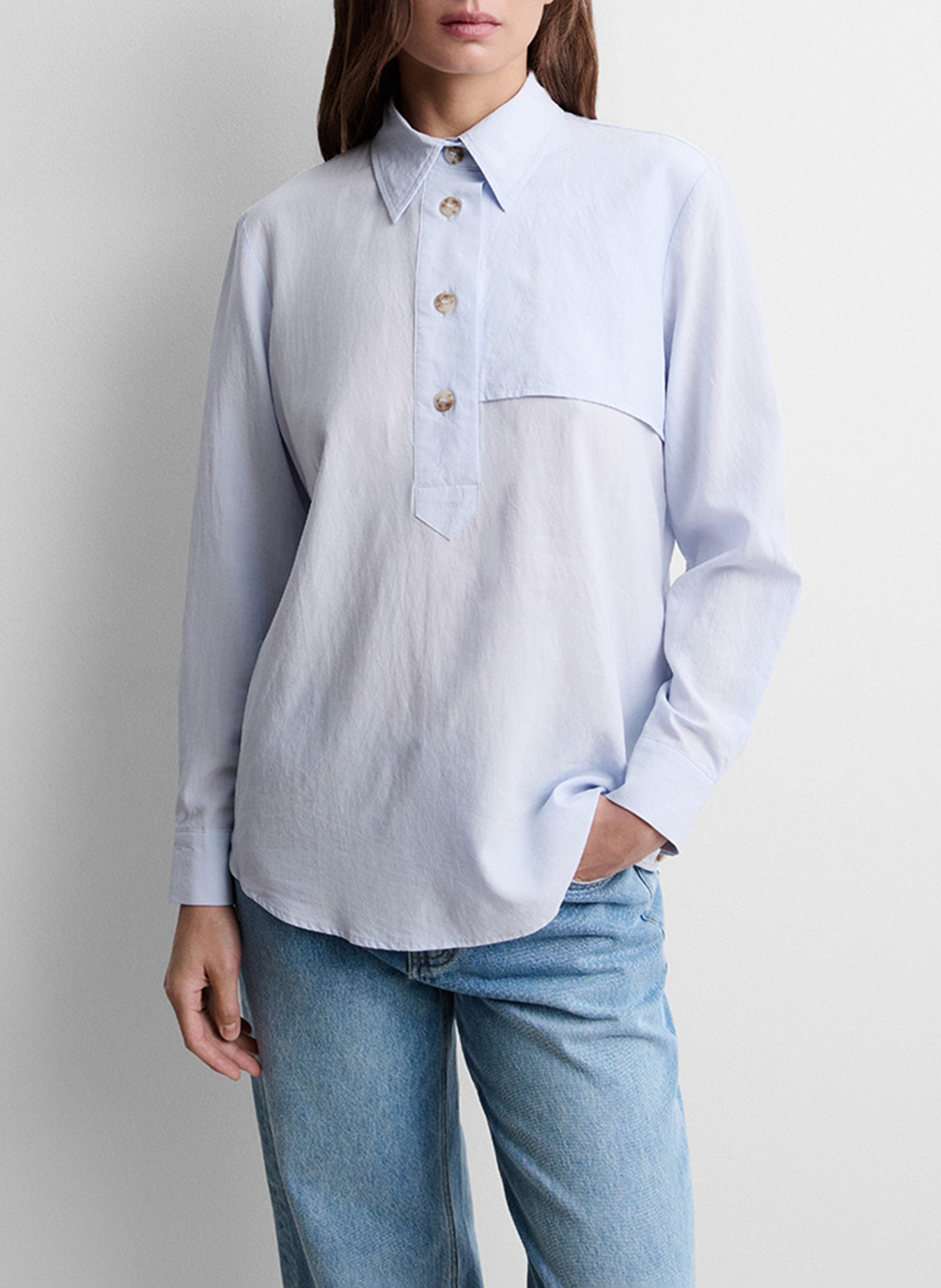 Chemise col boutonné unie SIMORRA Bleu