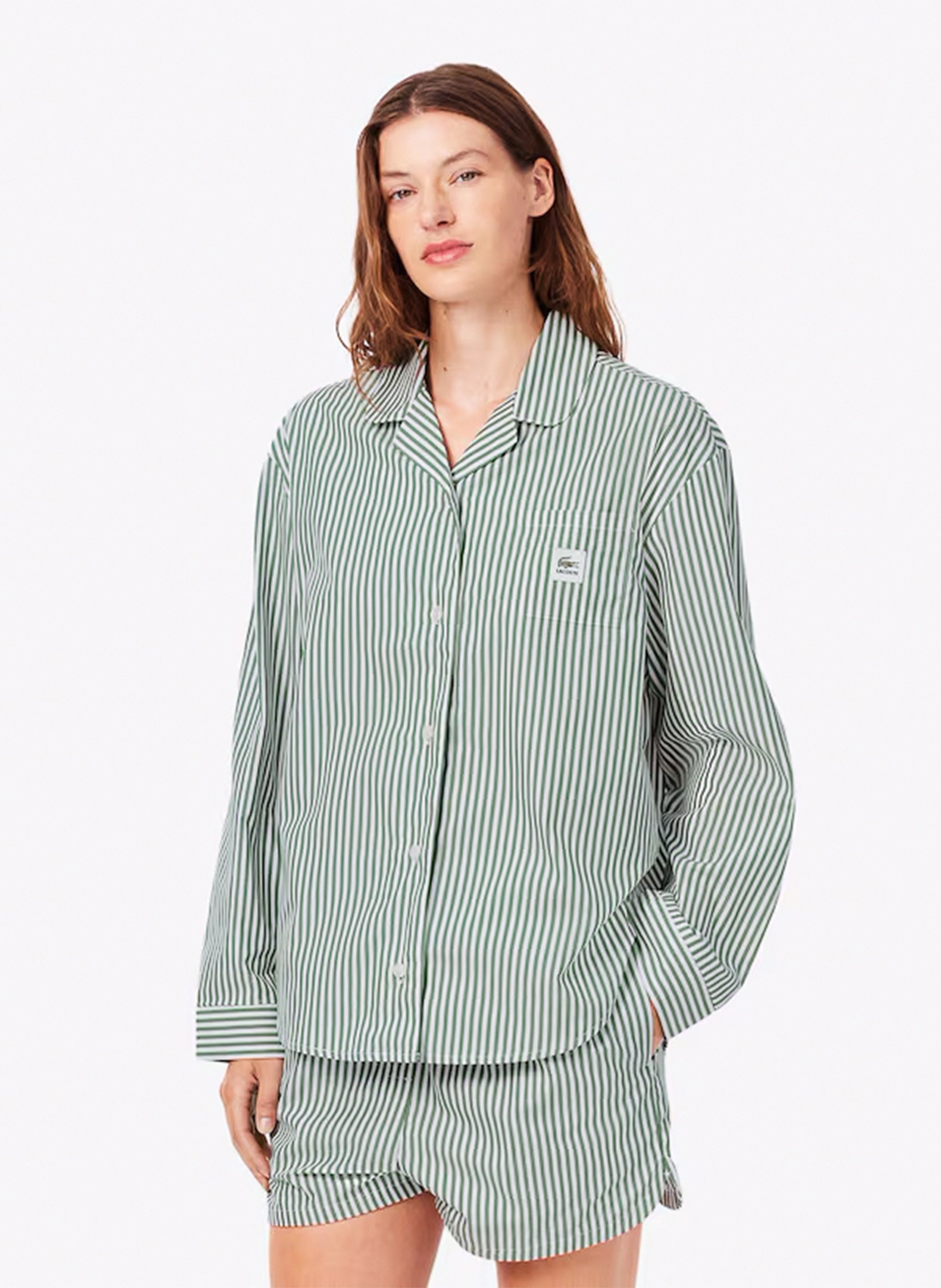 Striped cotton pyjama set LACOSTE Green