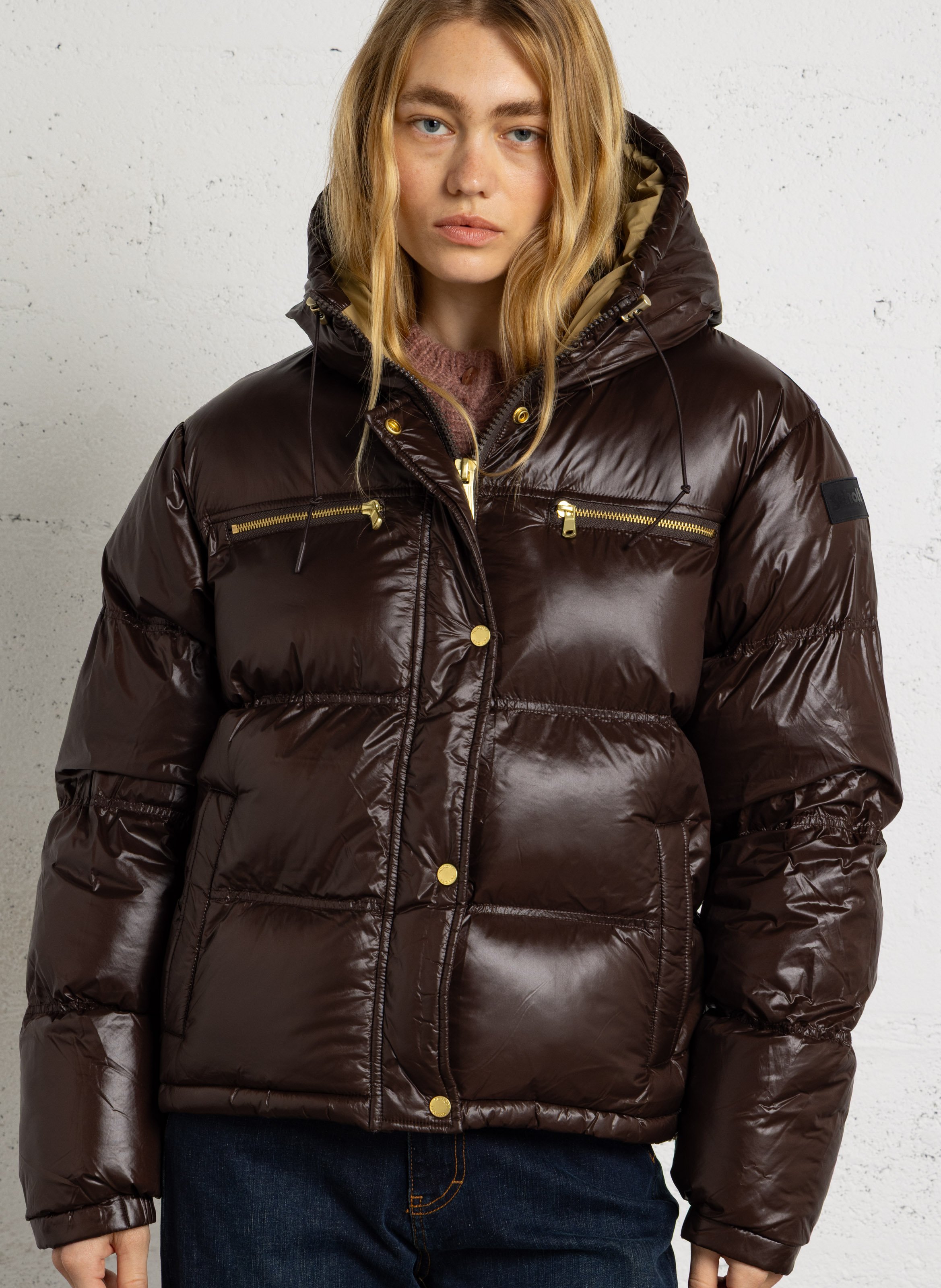 Doudoune matelassée manches longues  SCHOTT Marron