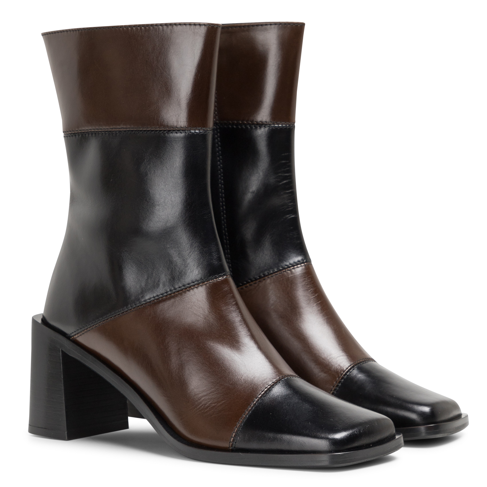 Bottines en cuir Noir