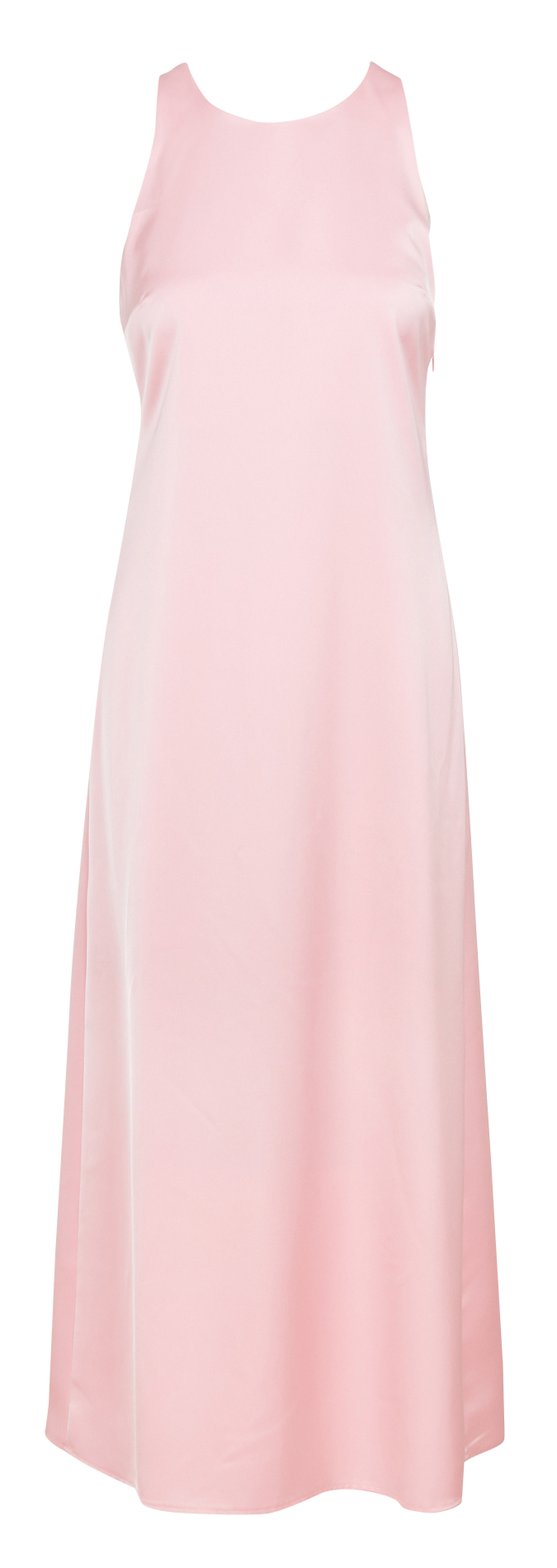 Lange, nauwsluitende, satijnachtige jurk met ronde hals COLLECTORS CLUB Roze