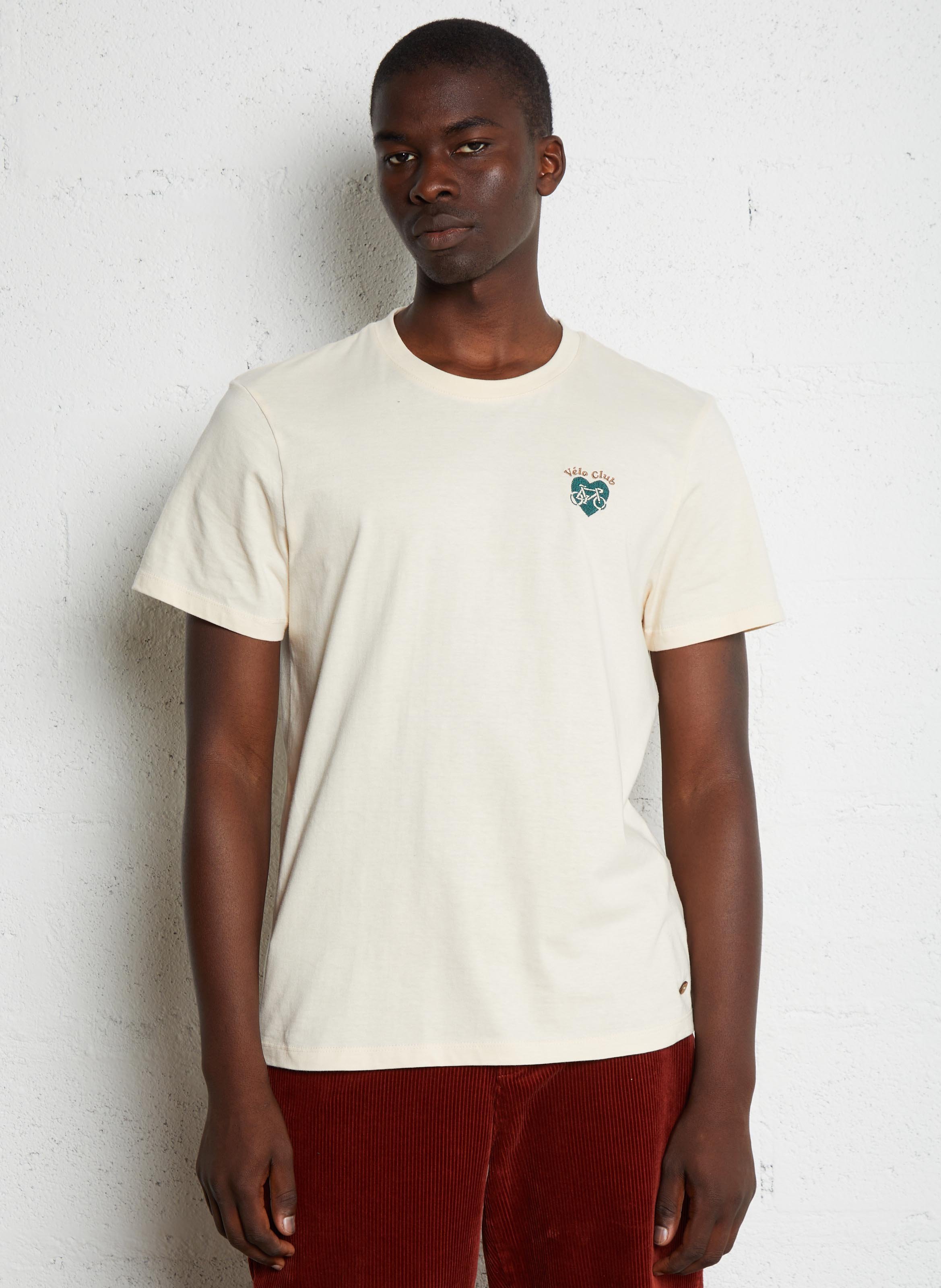 Round-neck straight cotton T-shirt FAGUO Beige