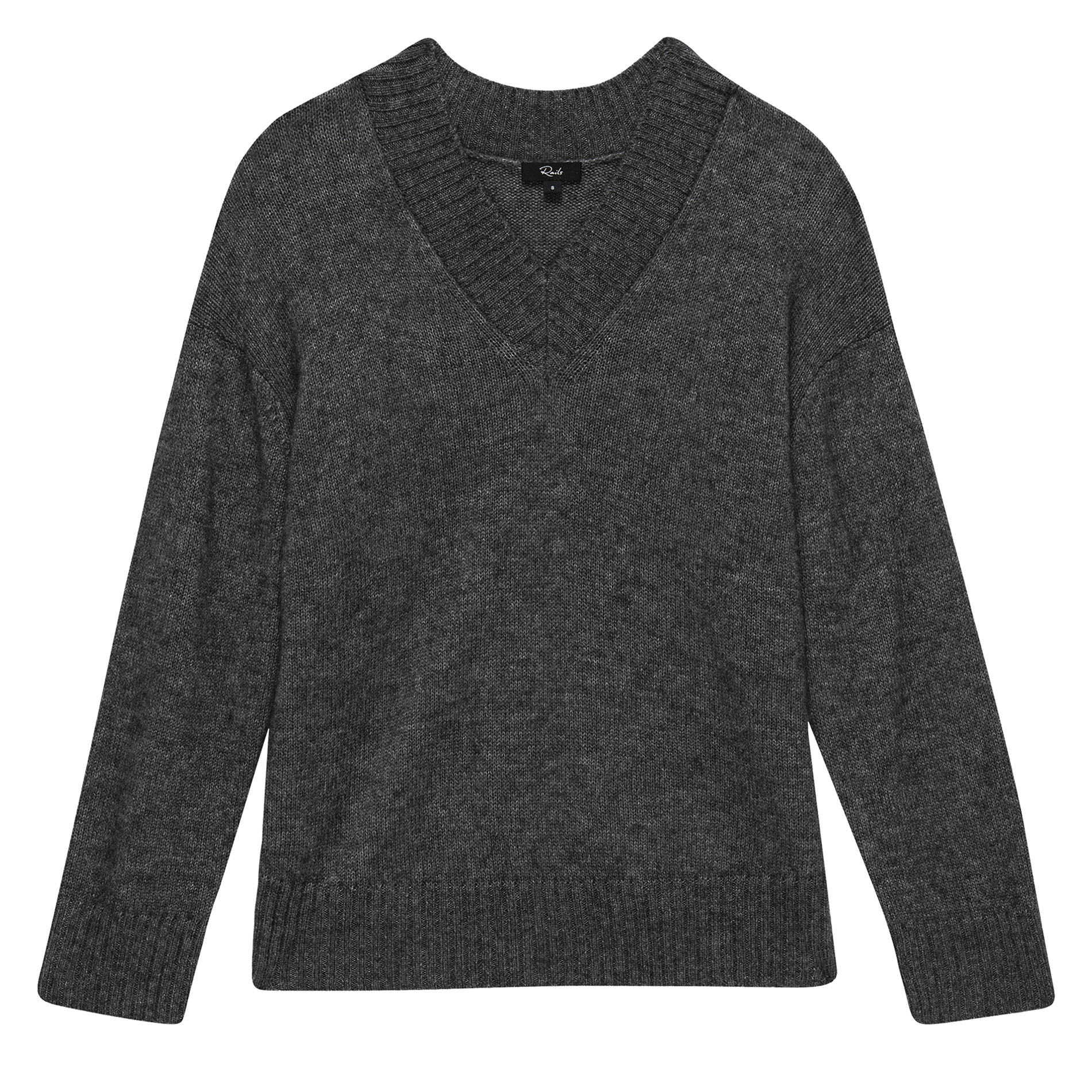 Pull col V en cachemire et en soie mélangés RAILS Gris