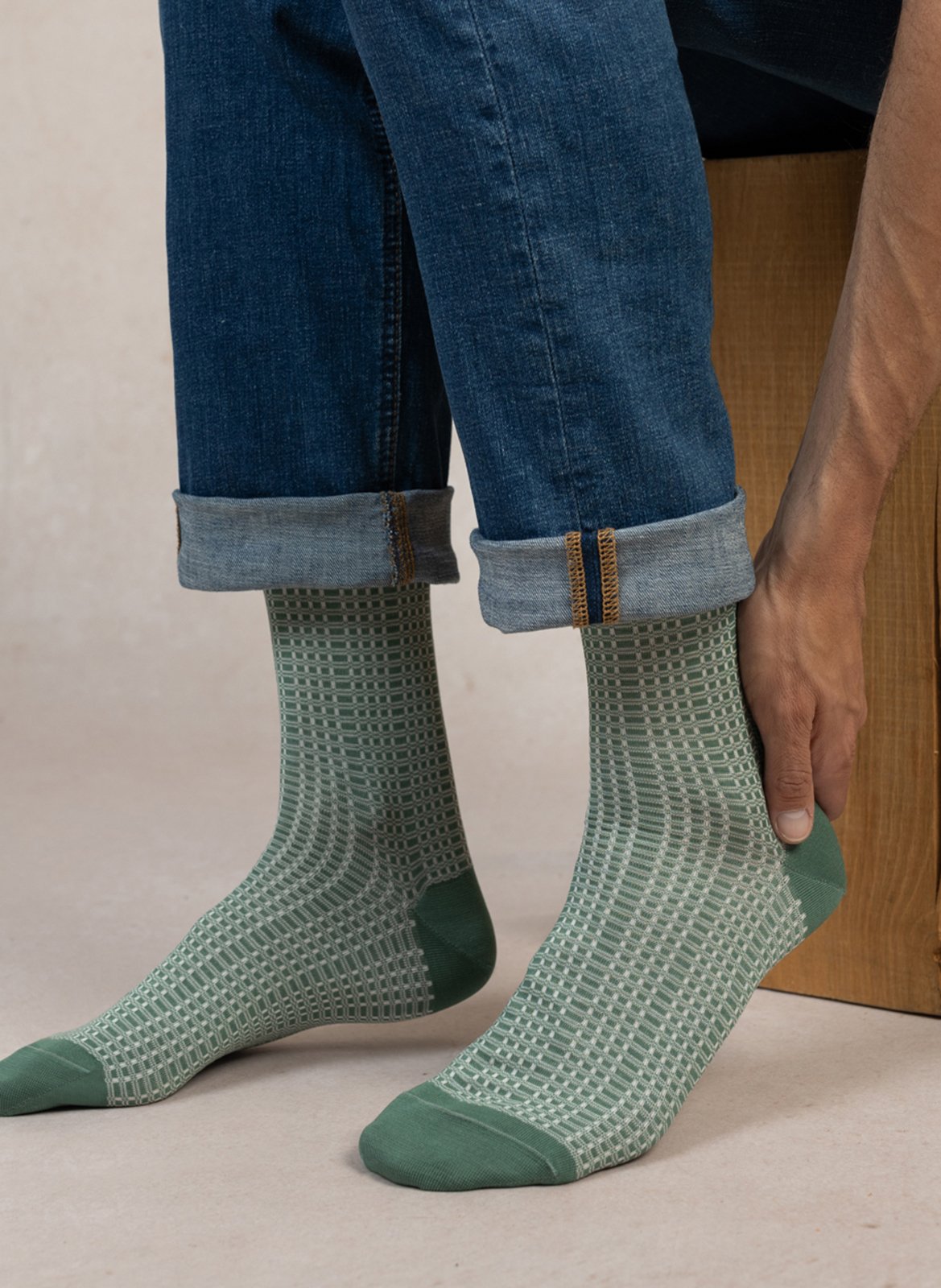 Cotton socks with logo BLEUFORET Green