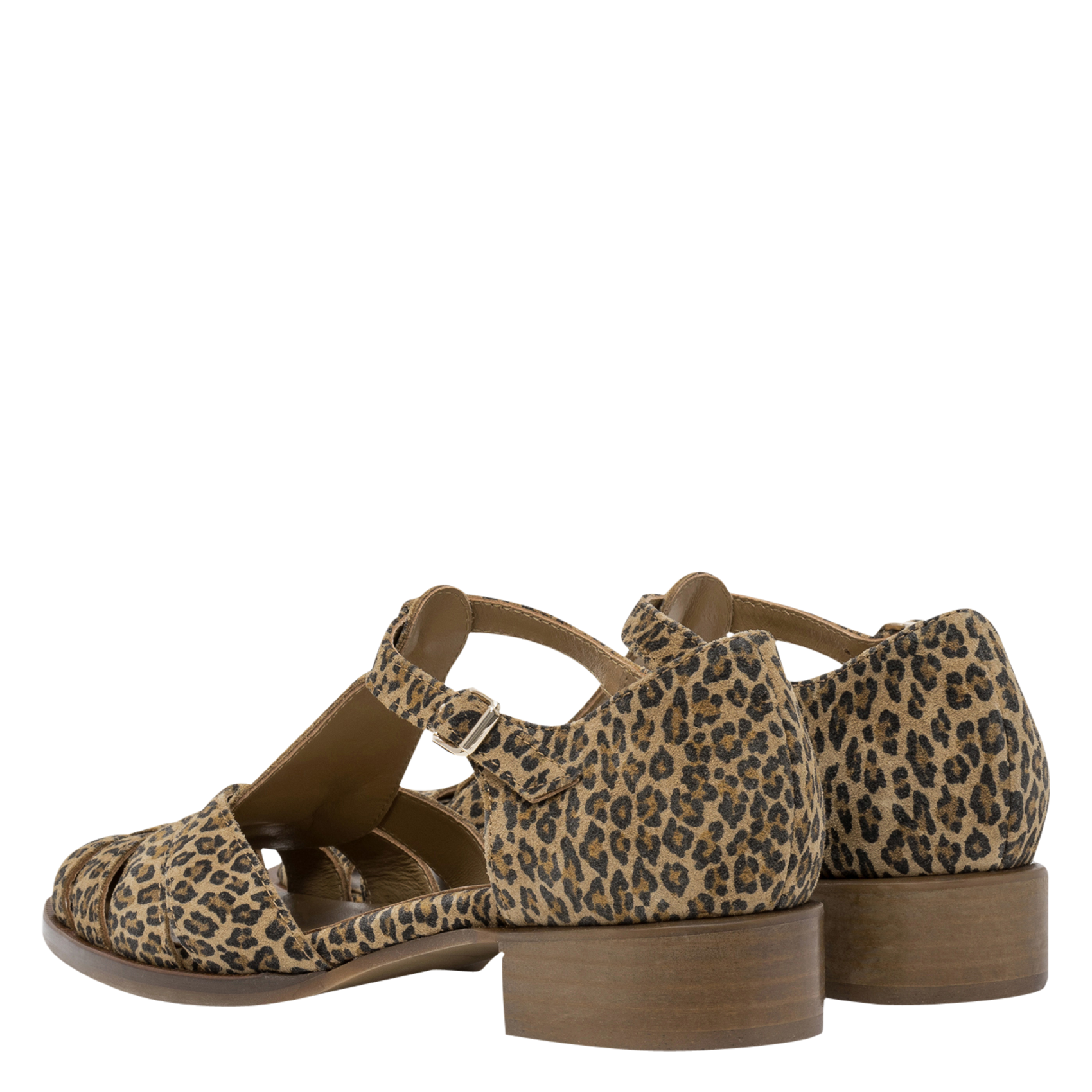 Flache Ledersandalen mit Leopardenmuster BOCAGE Mehrfarbig