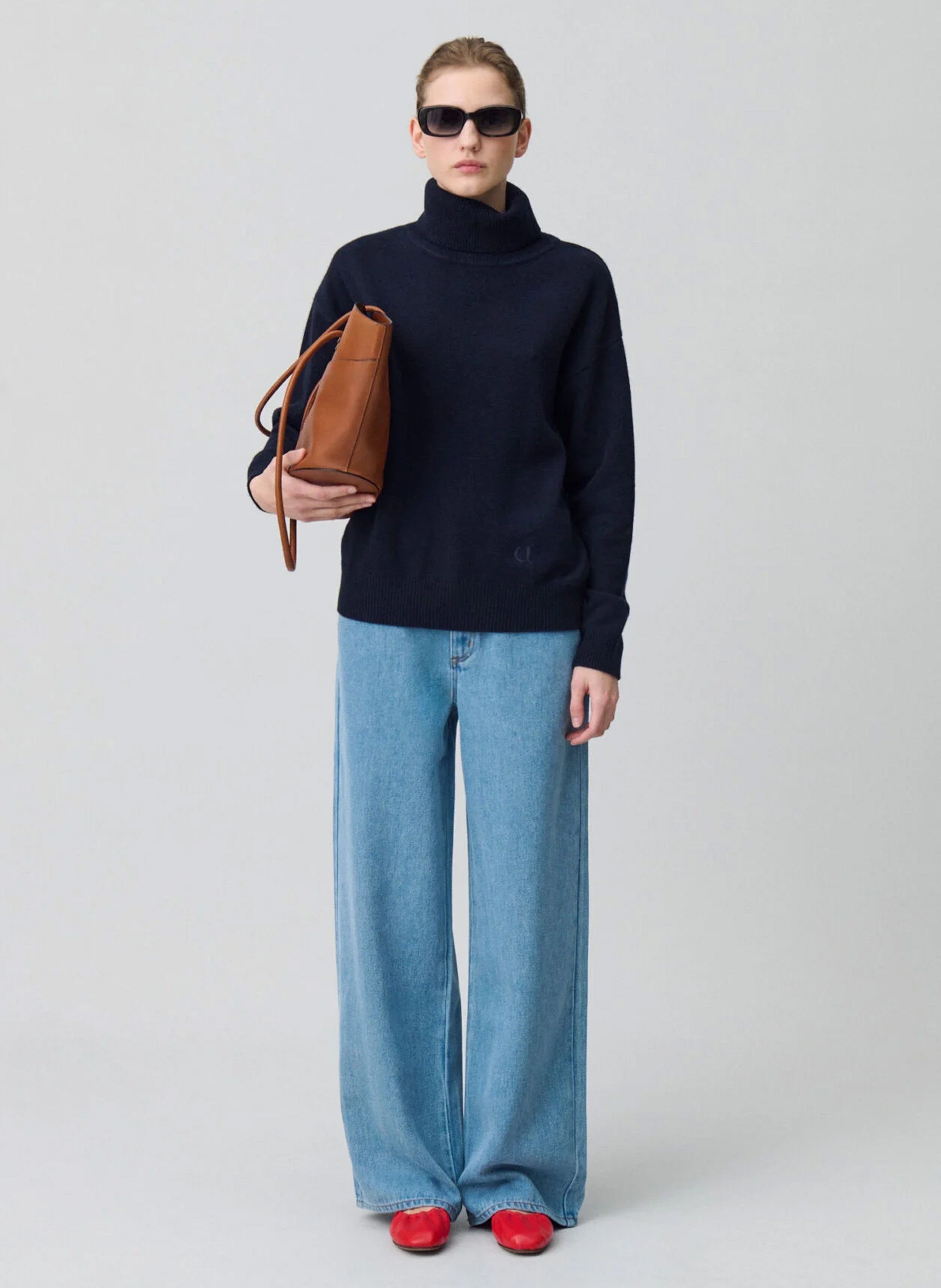 Pull col roulé droit en cachemire CLAUDIE PIERLOT Bleu