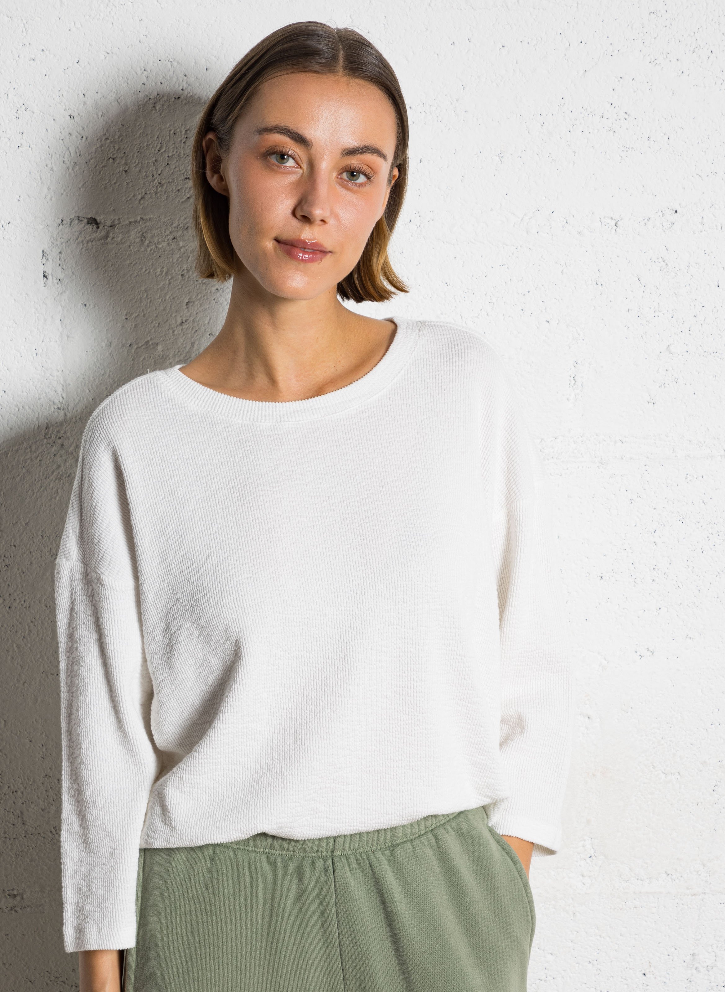 Tee-shirt ample manches 7/8ème AMERICAN VINTAGE Blanc