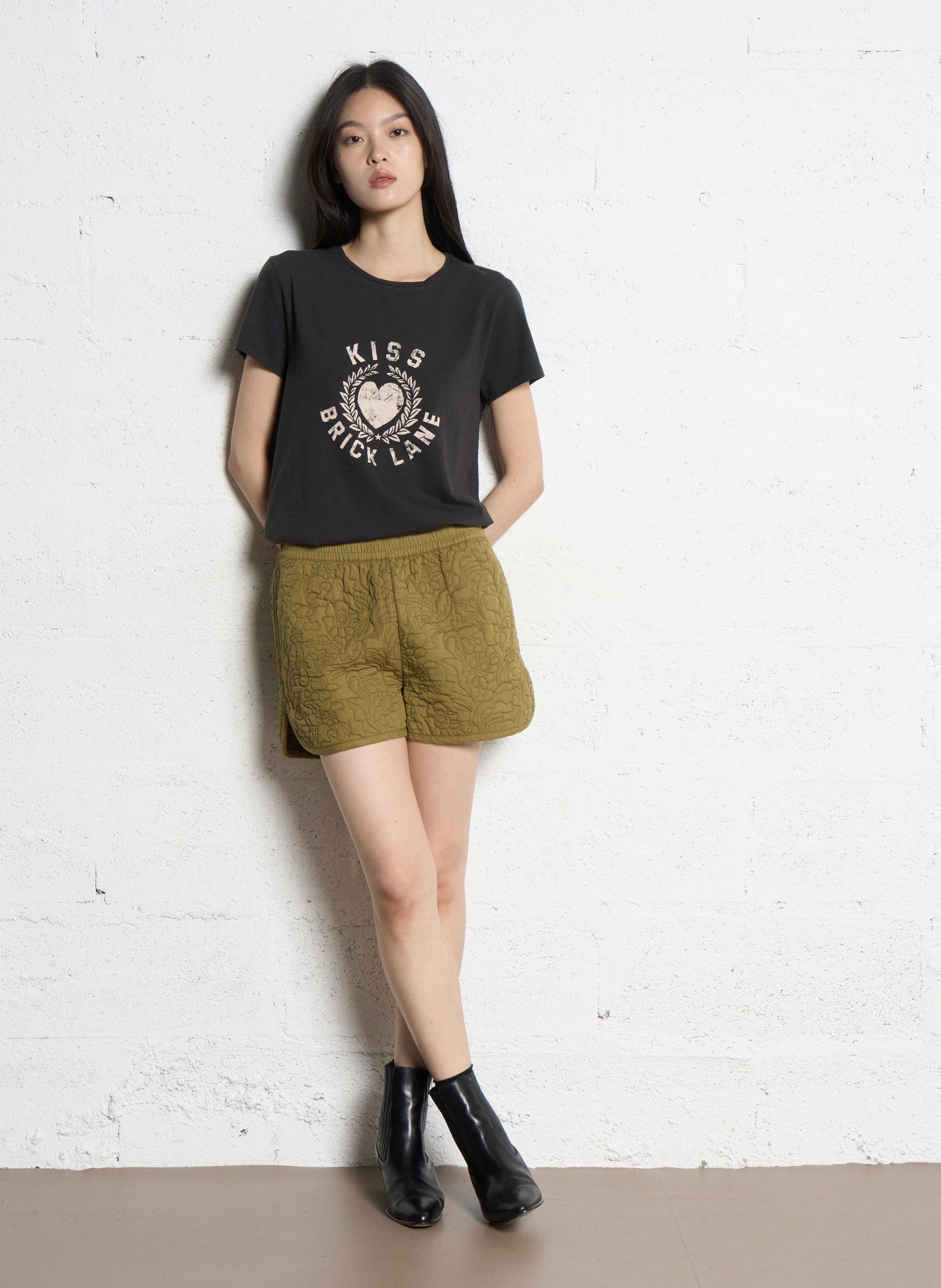 Quilted straight-leg shorts IKKS Khaki