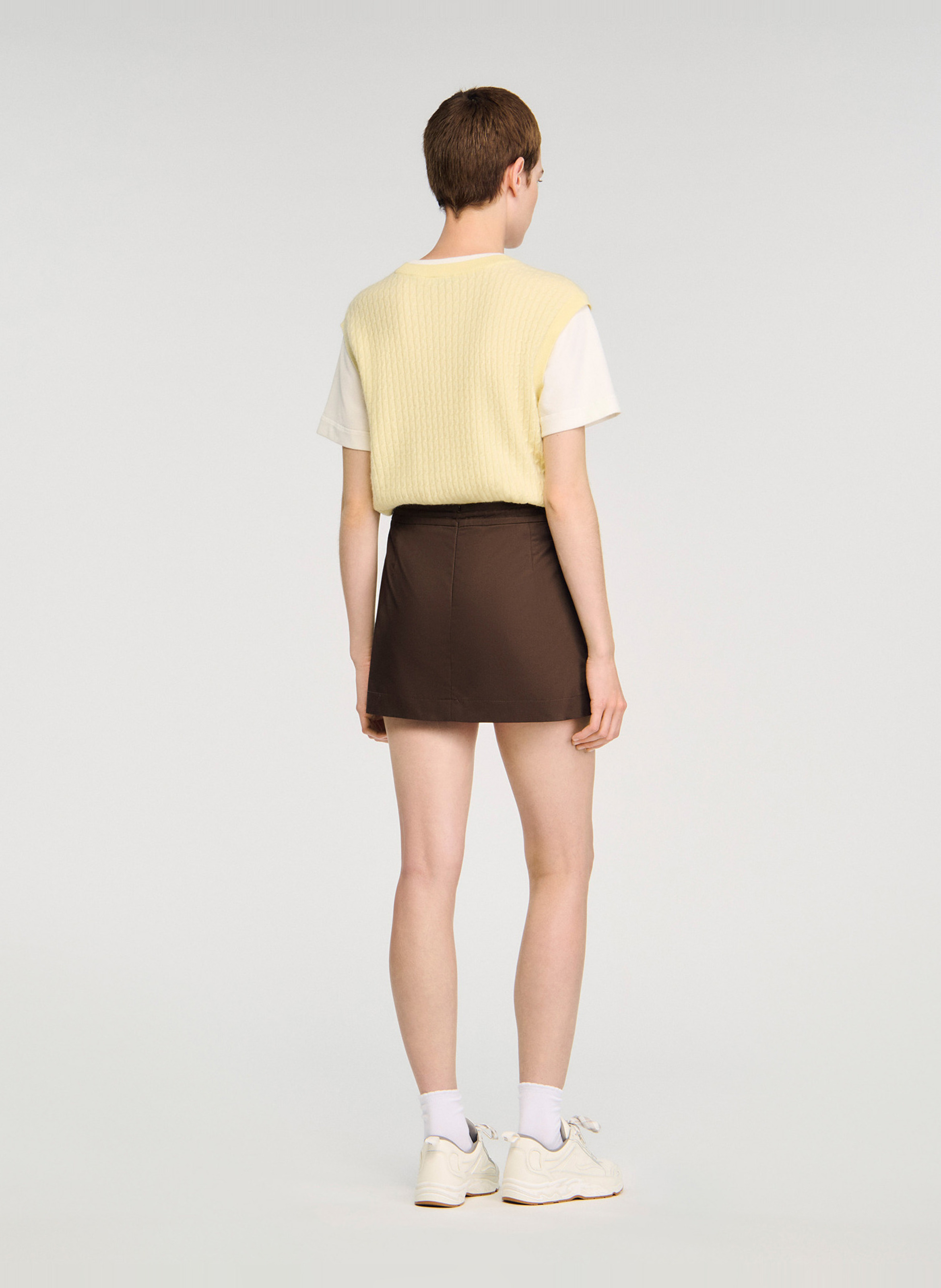 Jupe short en coton mélangé Marron