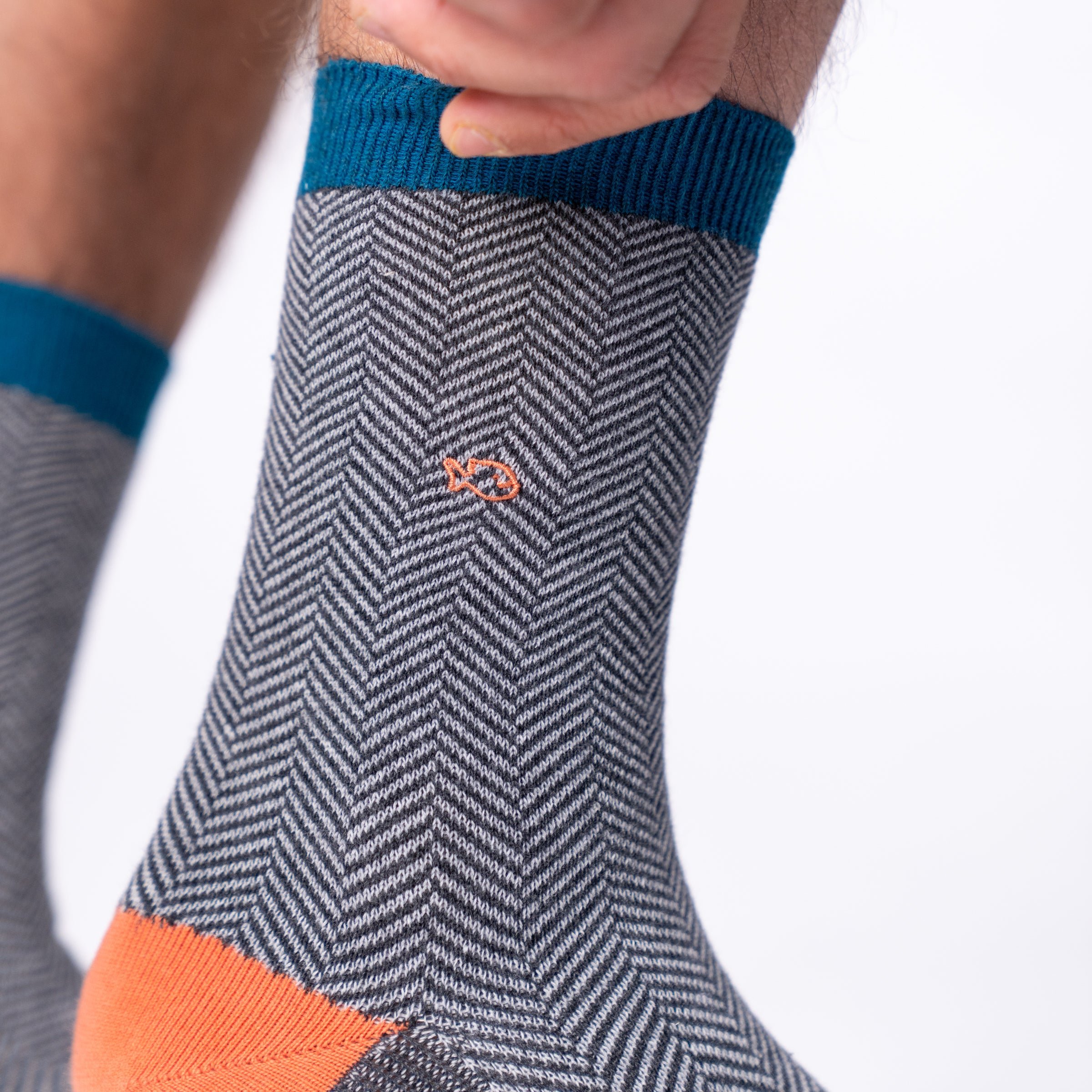 Combed cotton herringbone socks BILLYBELT Grey
