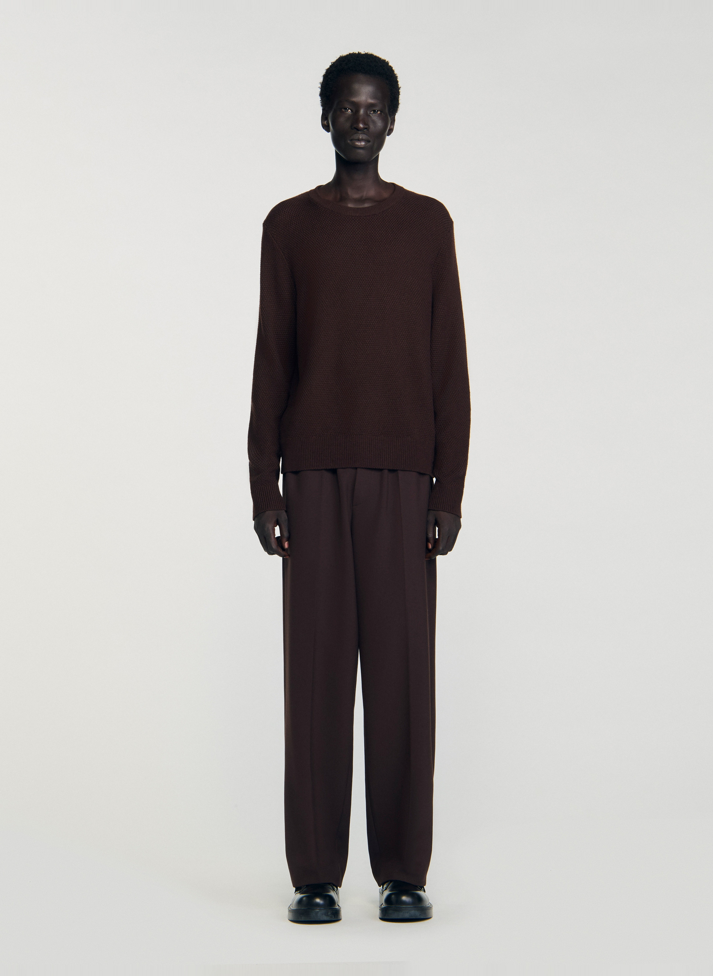 Gebreide trui met textuur SANDRO Bruin