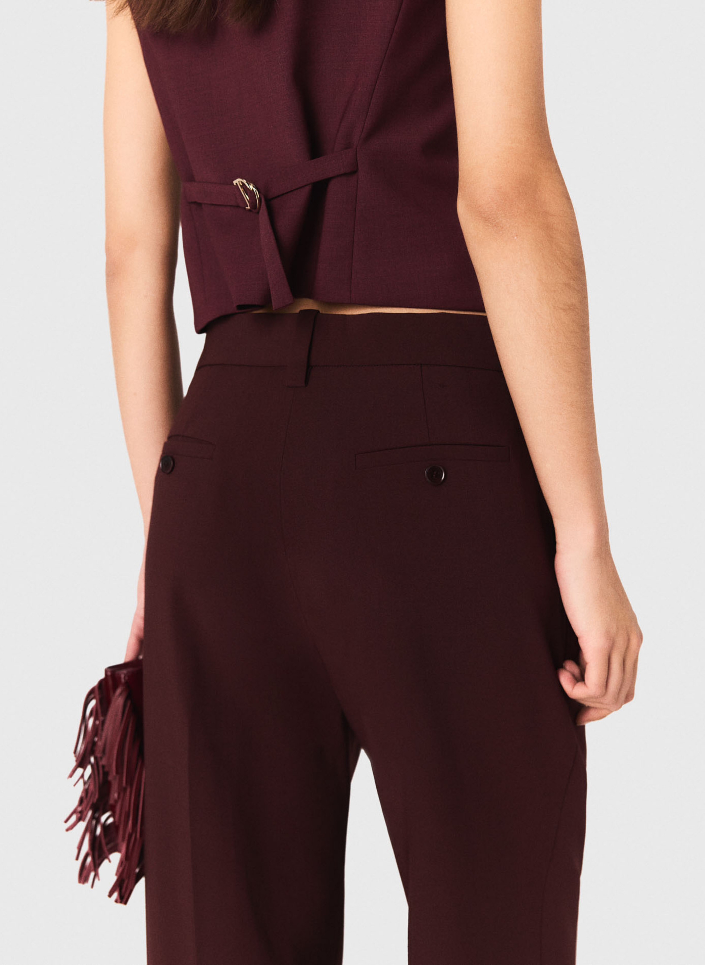 Pantalon large en laine mélangée MAJE Rouge