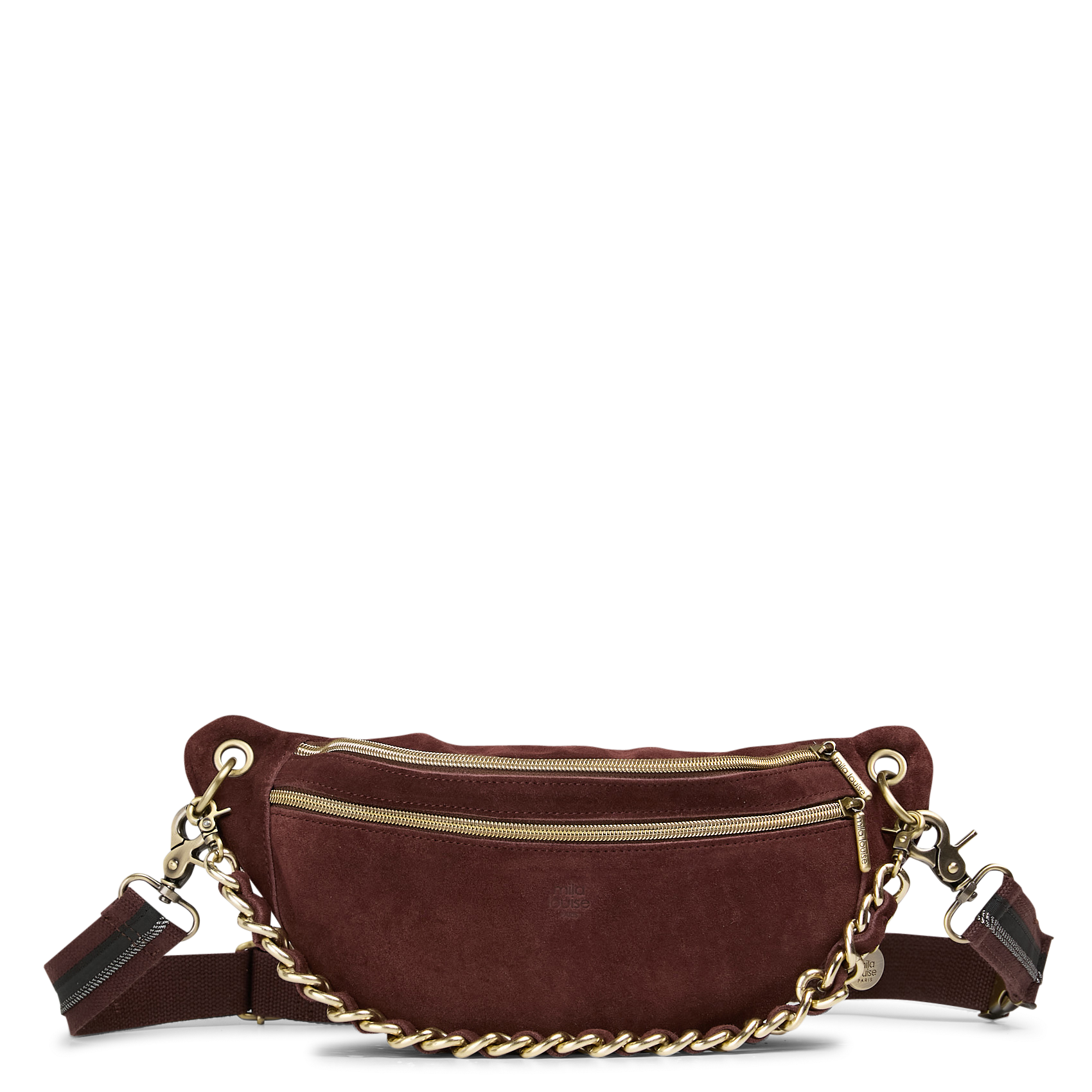 Suède-achtig, leren heuptasje MILA LOUISE Bruin