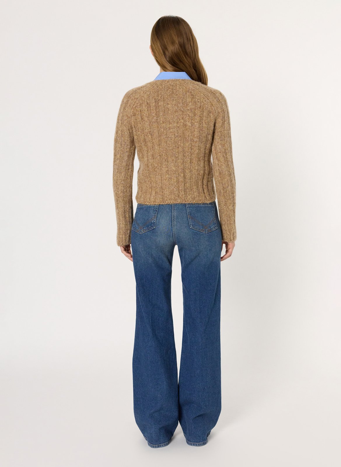 Round-neck wool-blend cardigan GERARD DAREL Brown