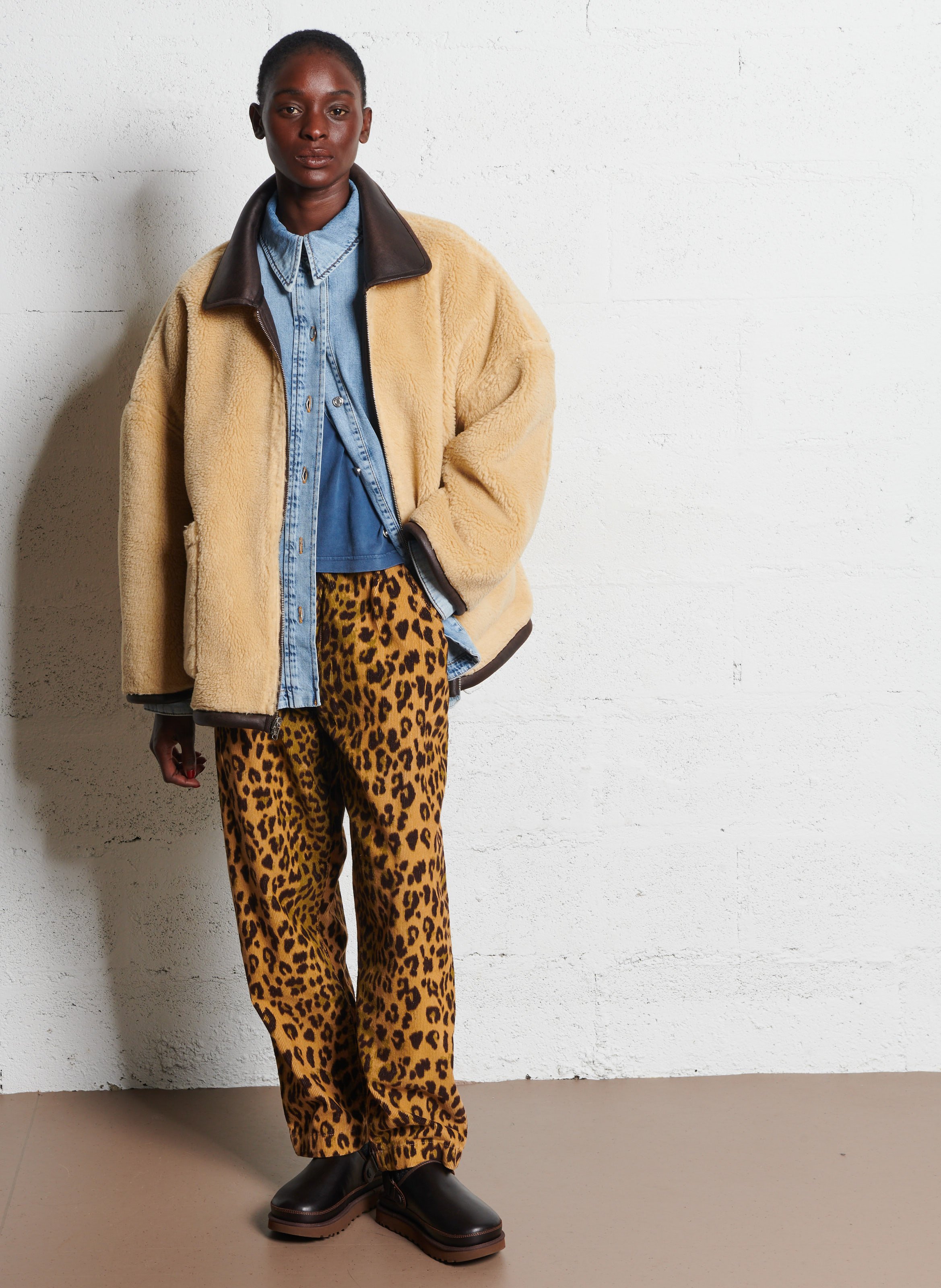 Gebreide jas met ritssluiting en teddy voering BELLEROSE Bruin