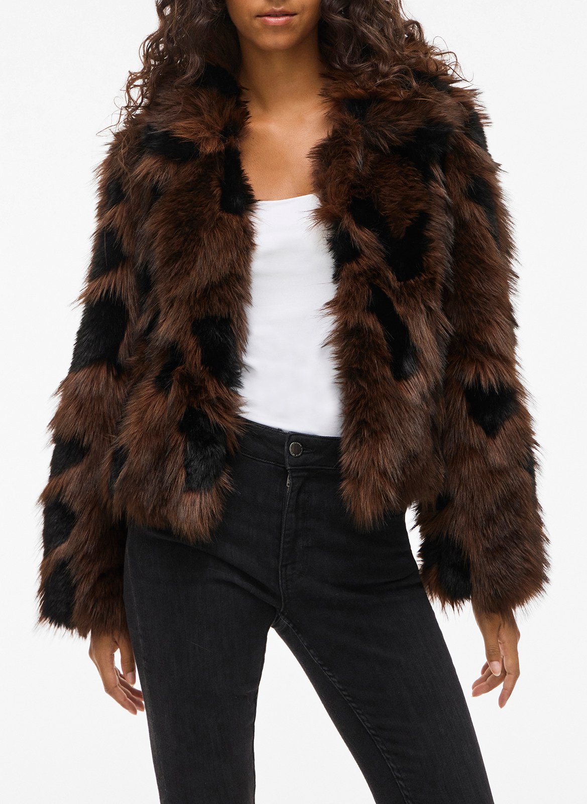 Manteau droit en fourrure synthétique VILA Noir