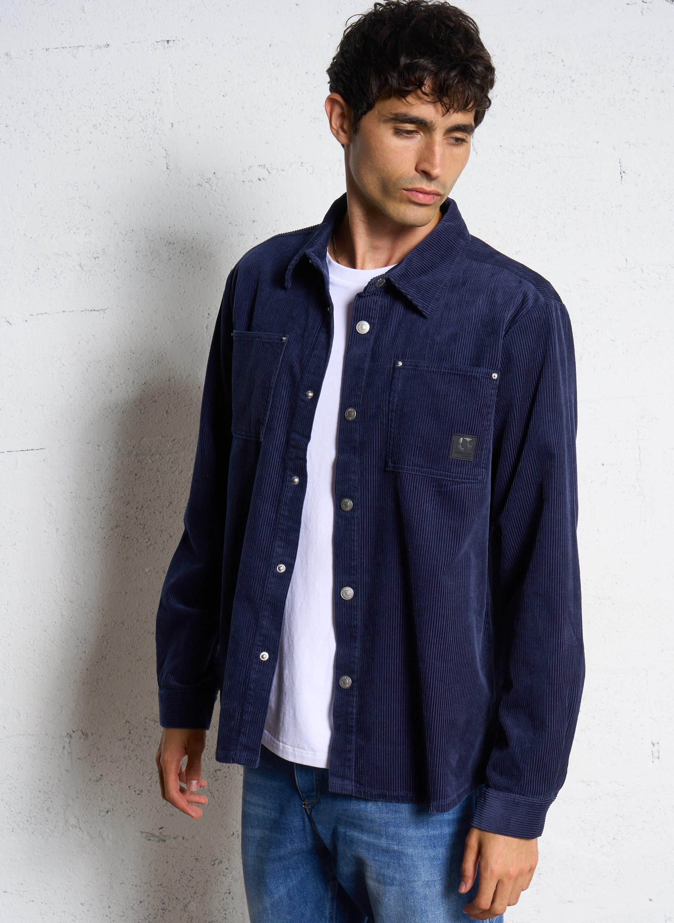 Camicia dritta in velluto a coste LE TEMPS DES CERISES Blu