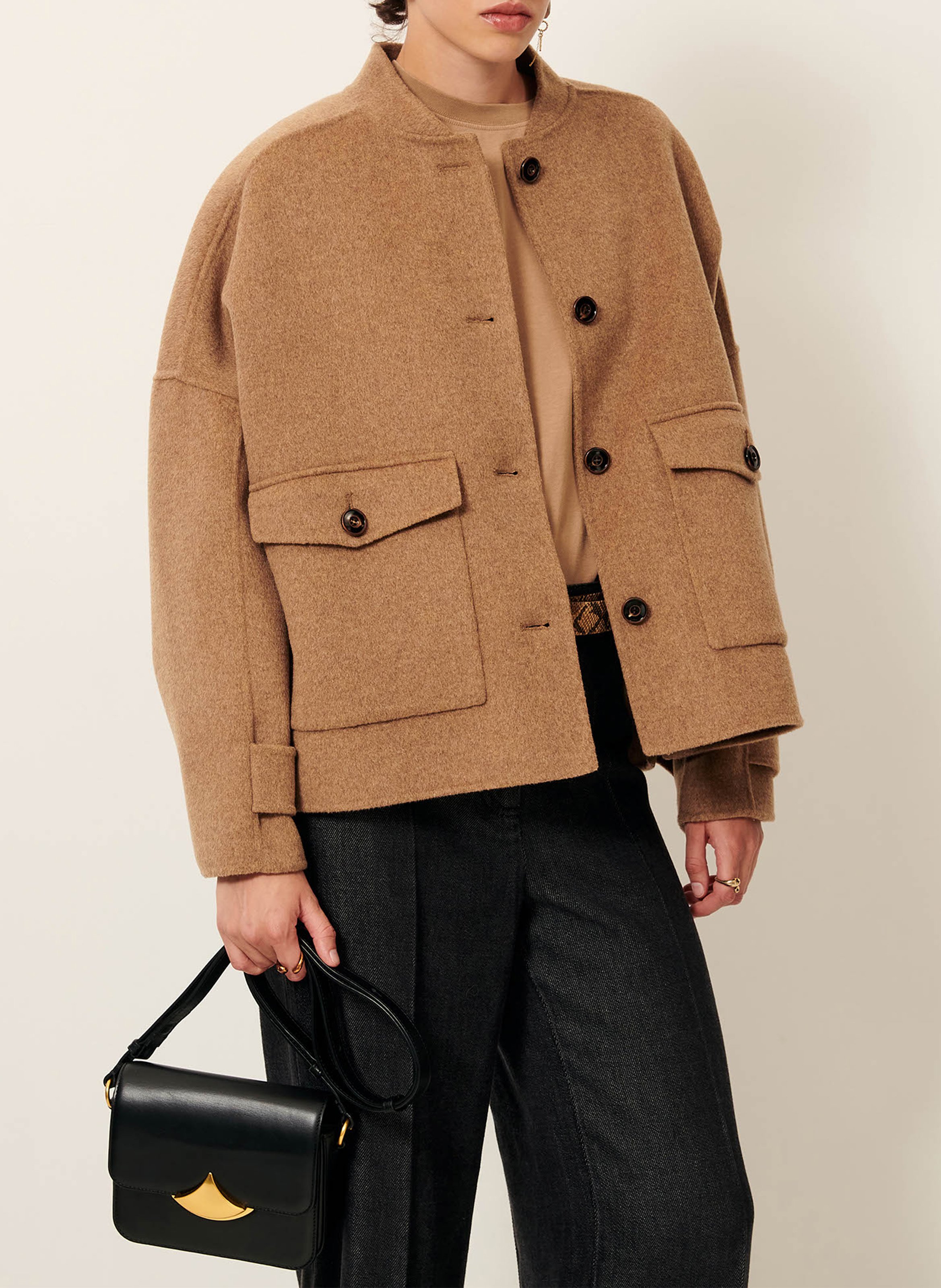 Straight wool mix jacket SESSUN Beige