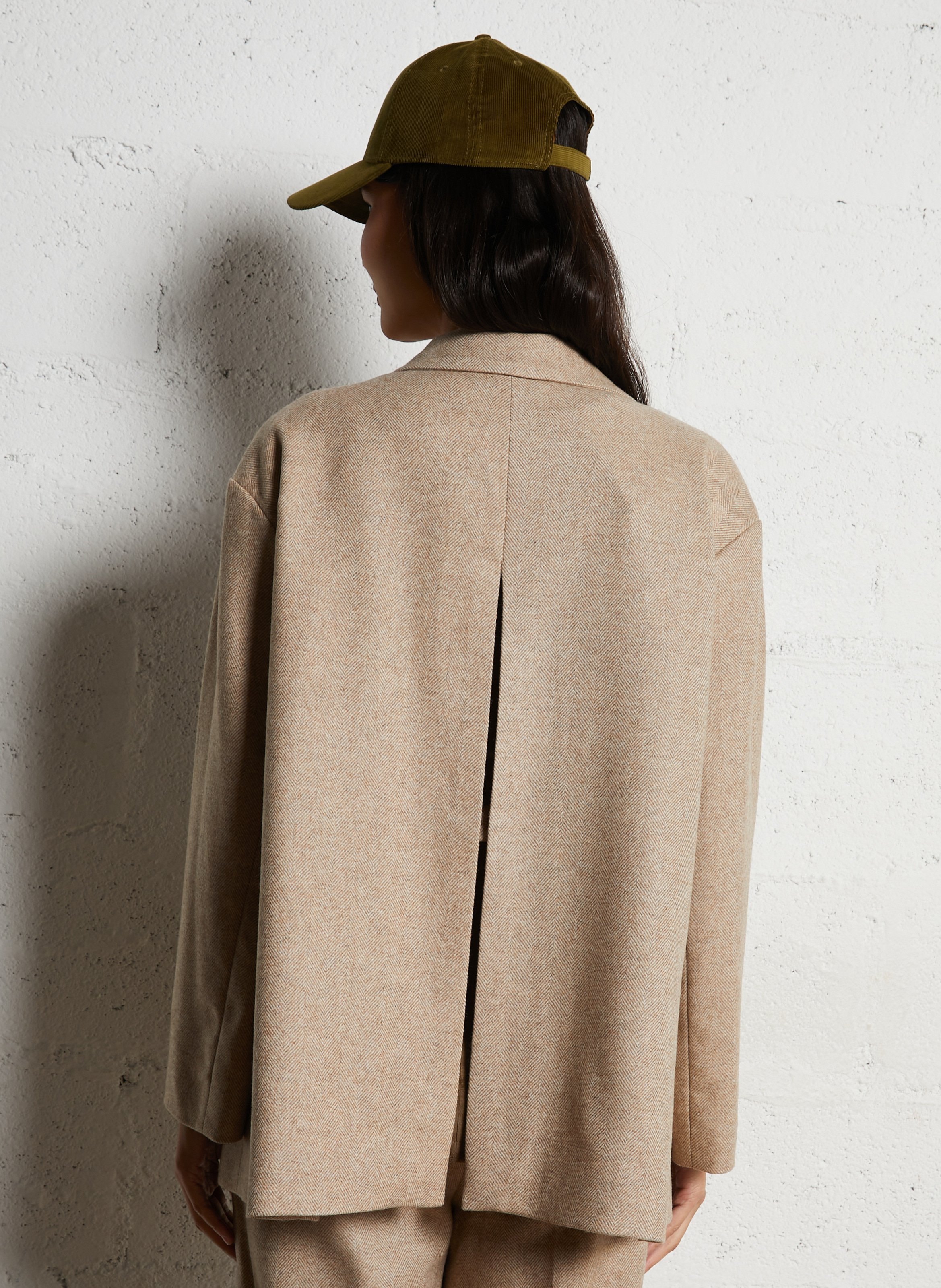 Veste col tailleur en laine mélangée MOMONI Beige