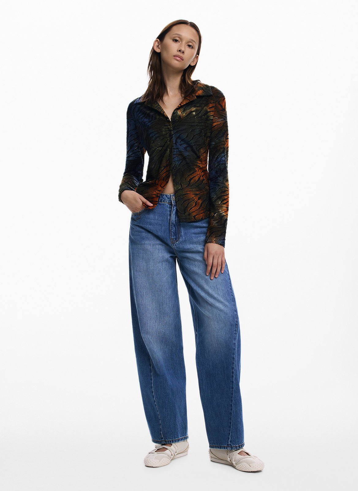 Camicia diritta con stampa animalier DESIGUAL Verde