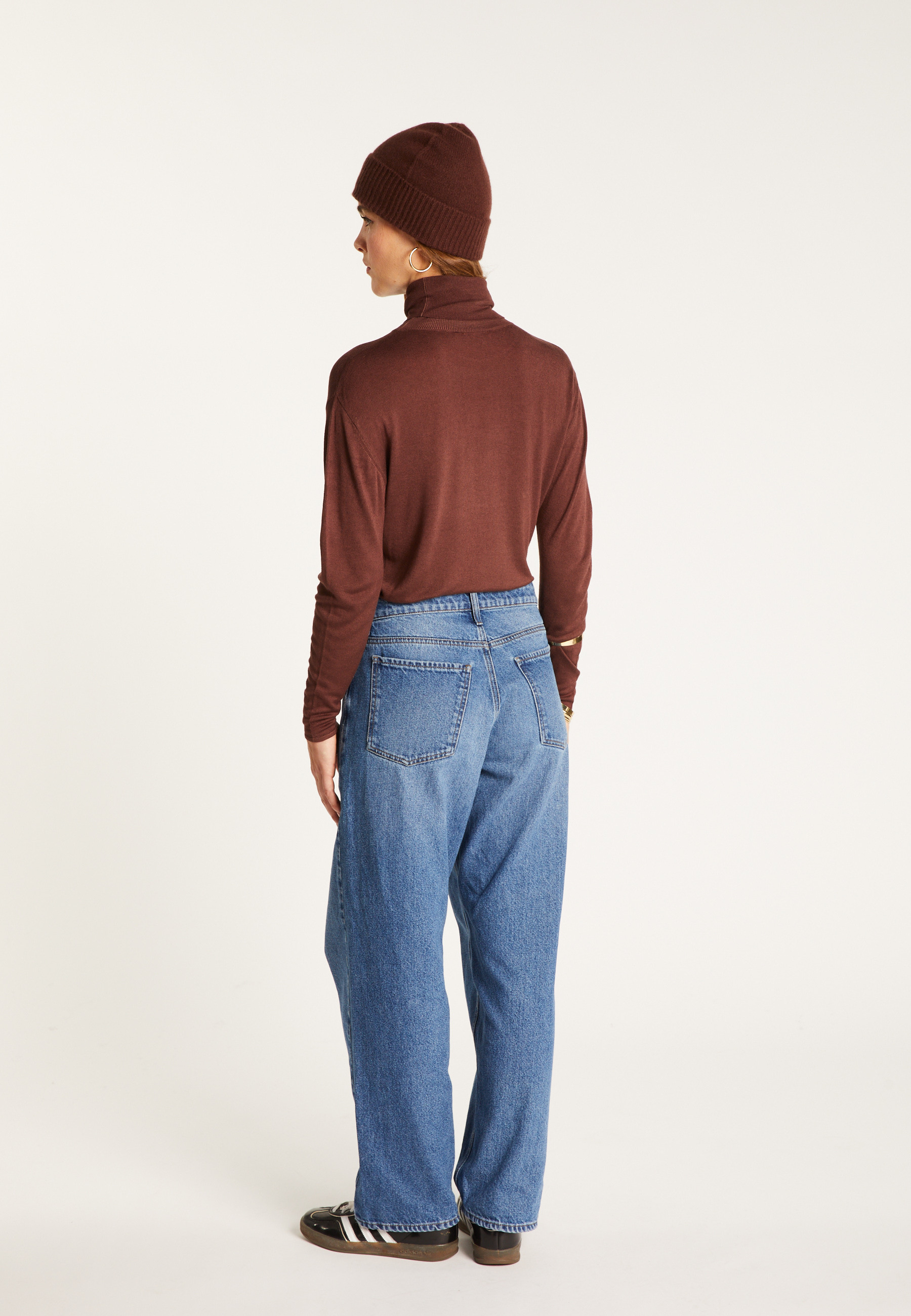 Turtleneck T-shirt in bamboo cashmere fiber MAISON MONTAGUT Brown