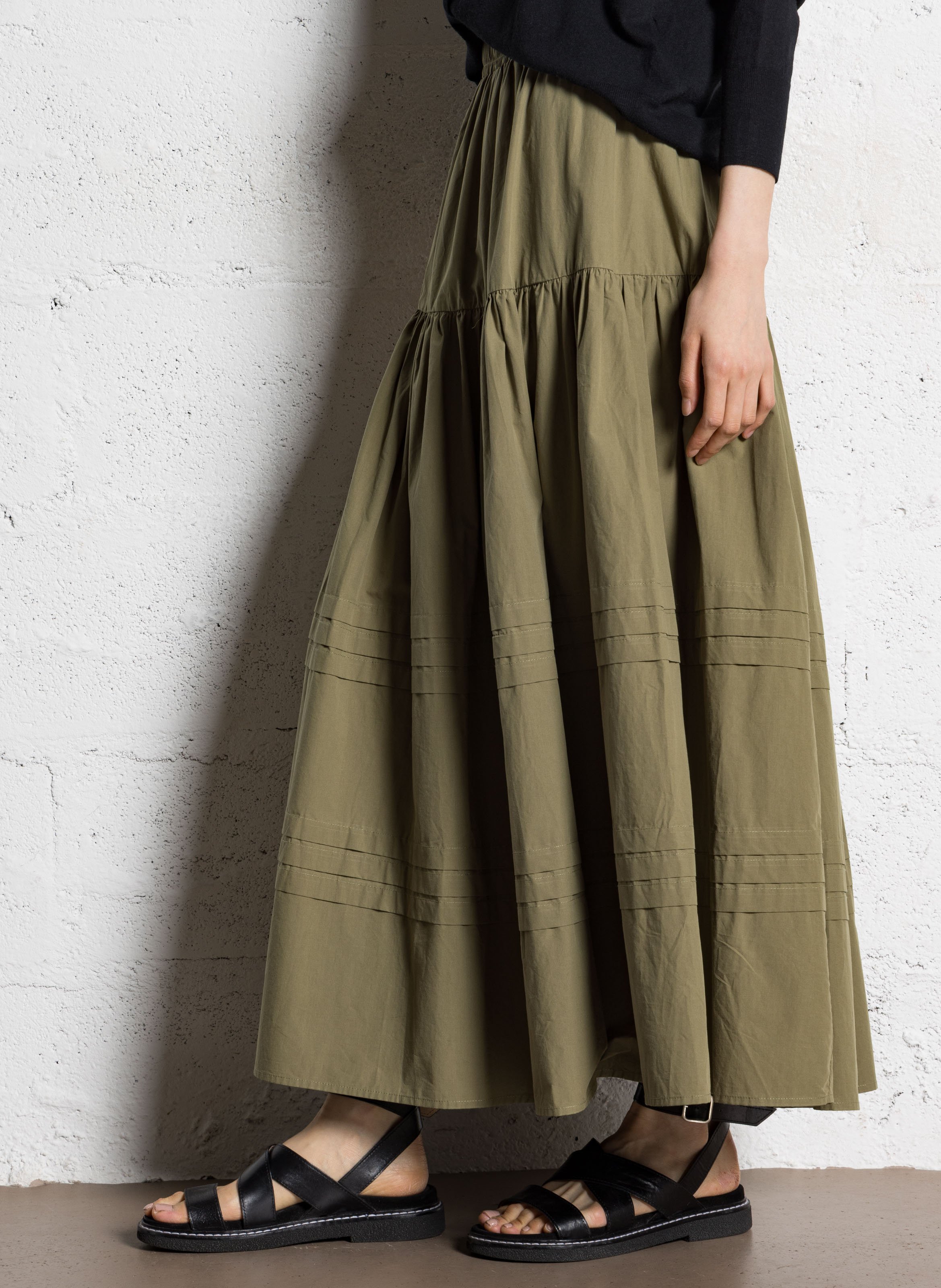 Flared cotton midi skirt JC SOPHIE Green