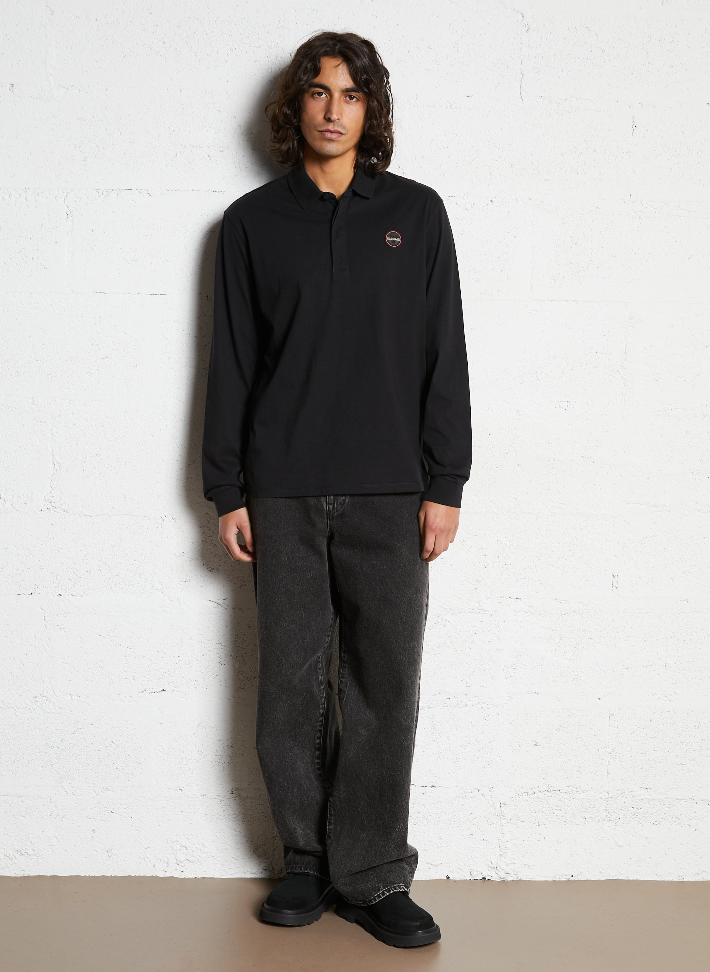 Rechte katoenen polo NAPAPIJRI Zwart