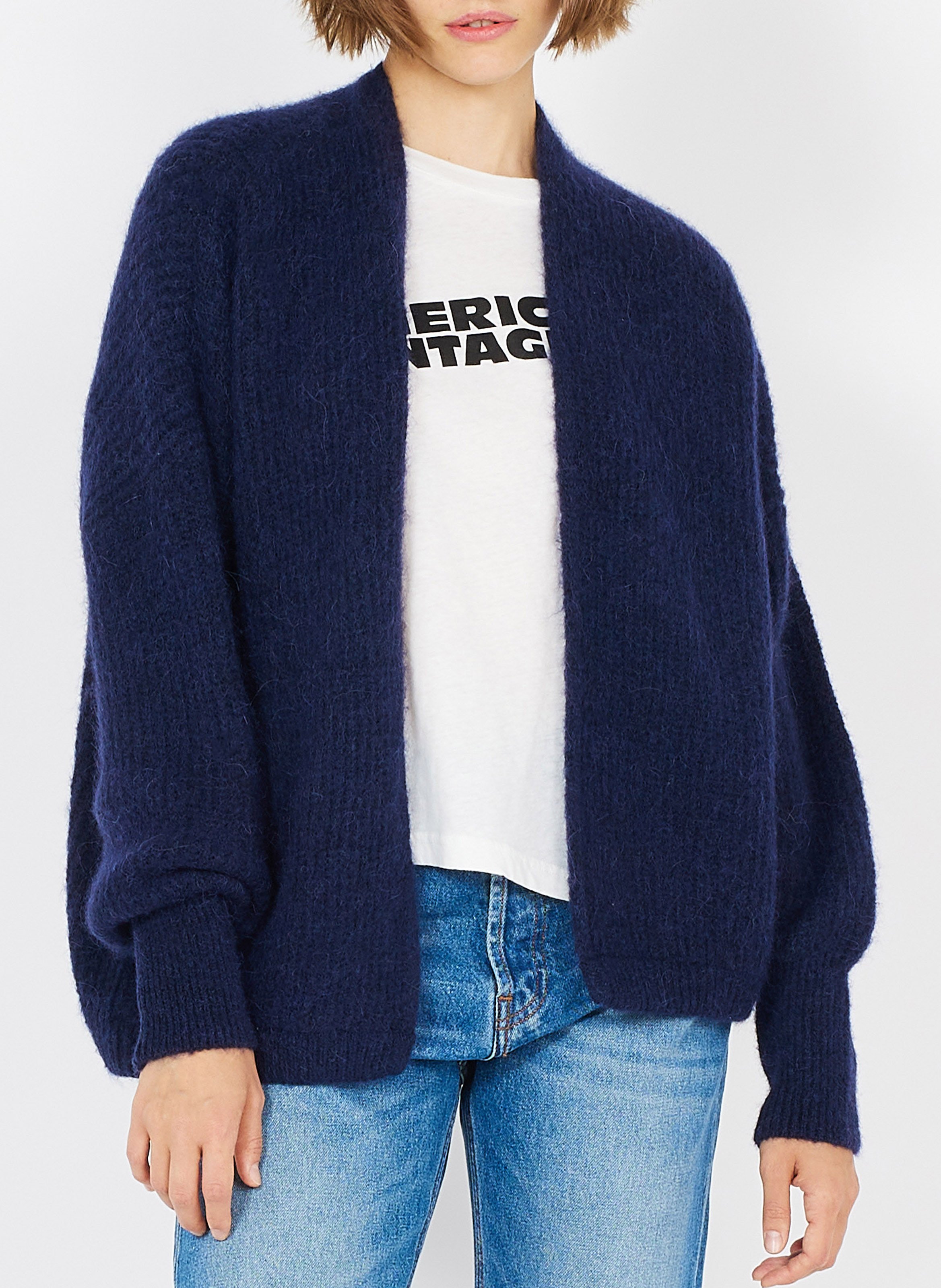 Gilet ouvert en laine et alpaga mélangé AMERICAN VINTAGE