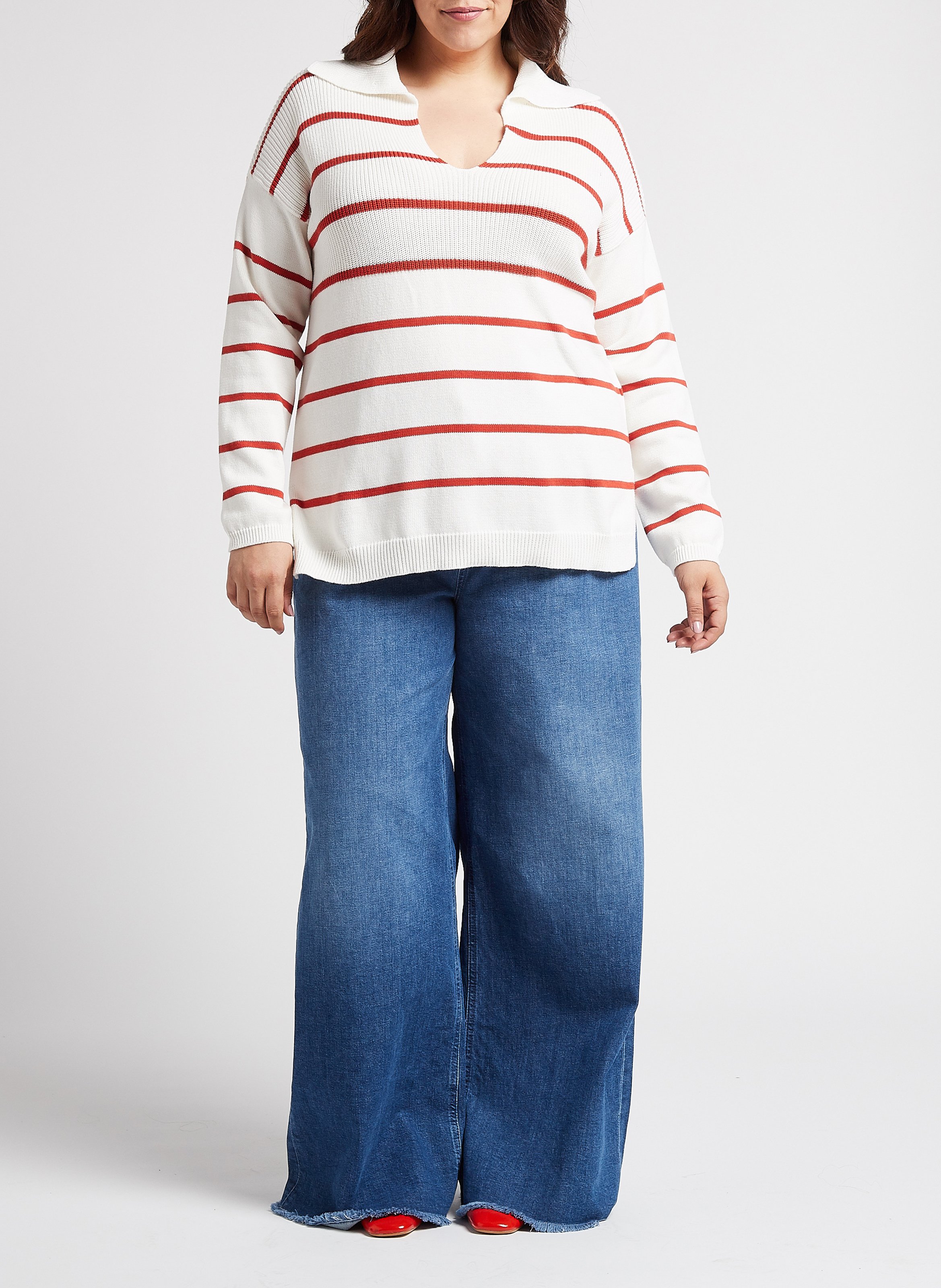 Matrosenpullover aus Baumwolle mit Henley-Ausschnitt PERSONA by Marina Rinaldi Weiss