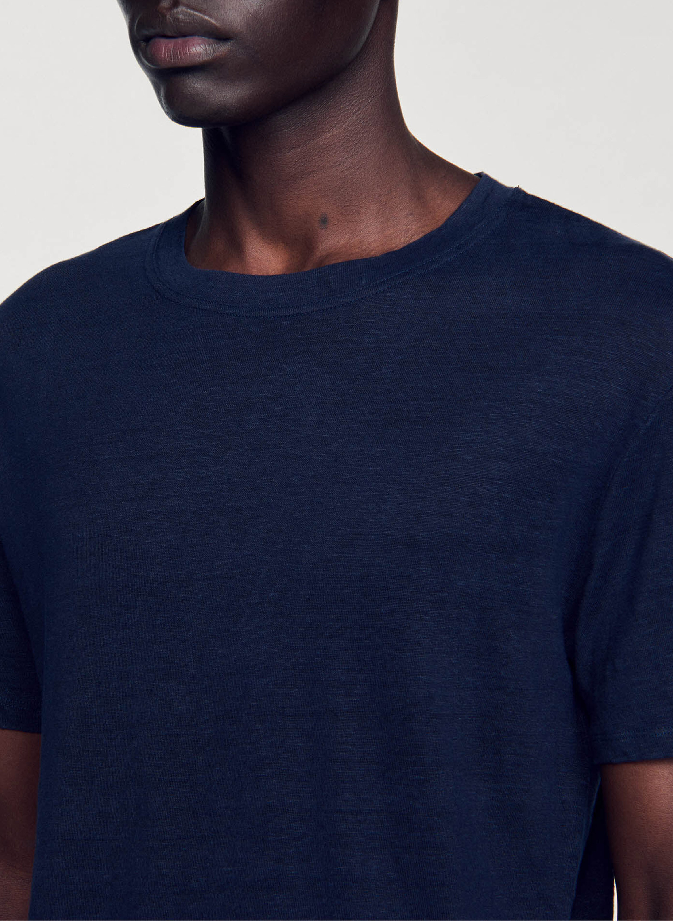 Regular-fit, linnen T-shirt met ronde hals SANDRO Blauw