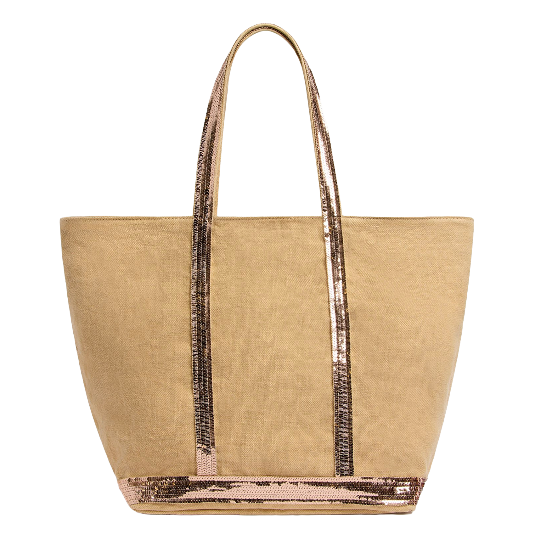 Shopping bag in lino con paillettes Marrone