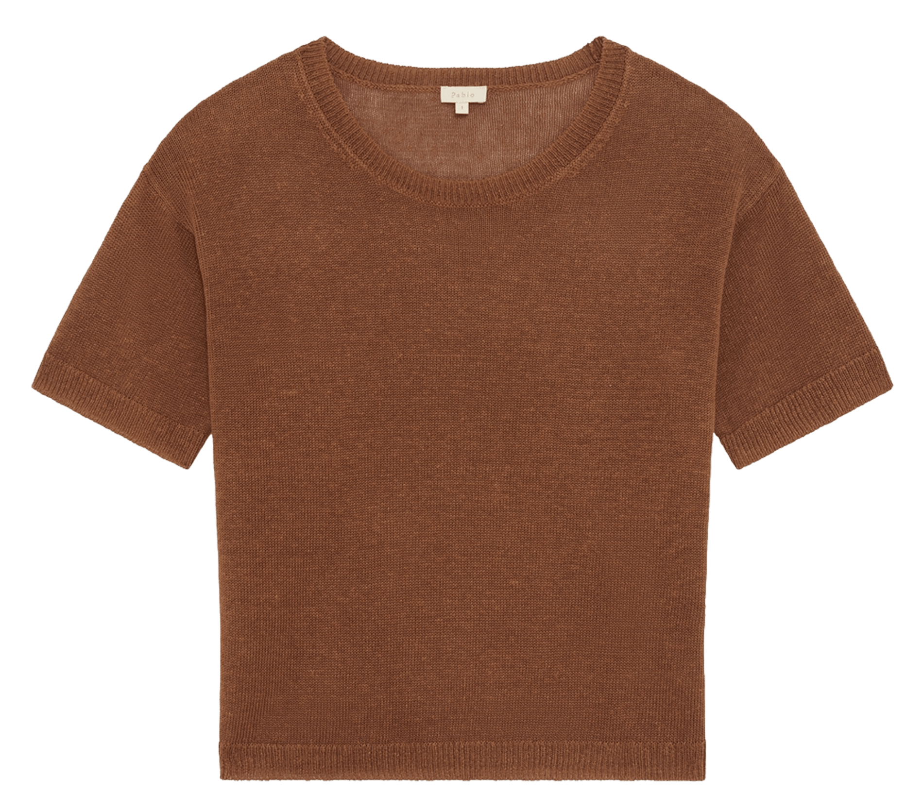 Straight round-neck linen sweater PABLO Brown