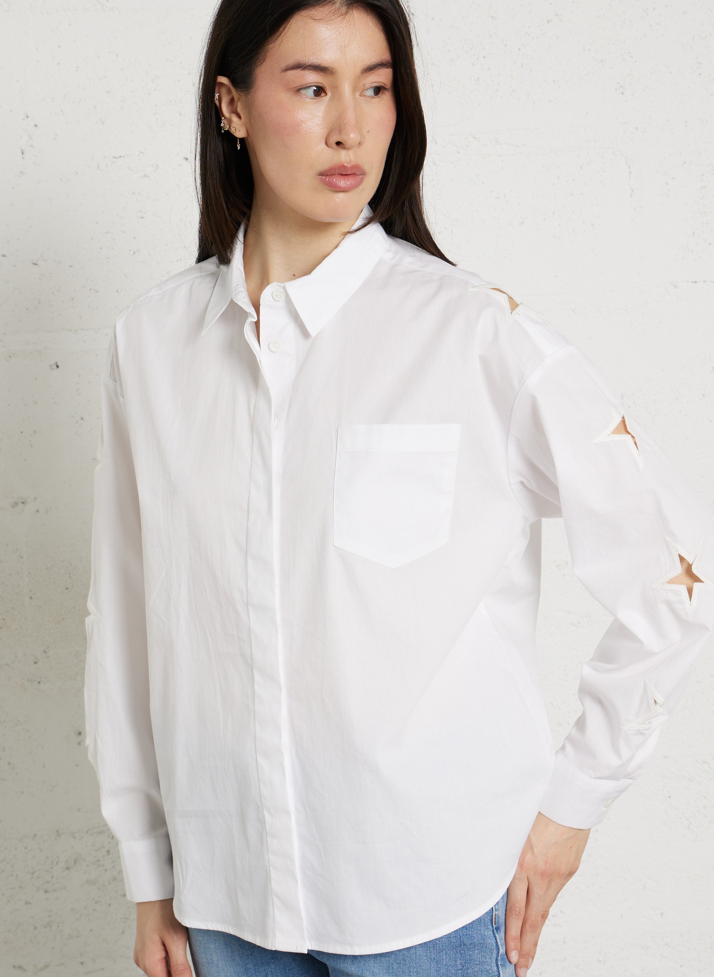 Chemise droite à découpes étoiles LA PETITE ETOILE Blanc