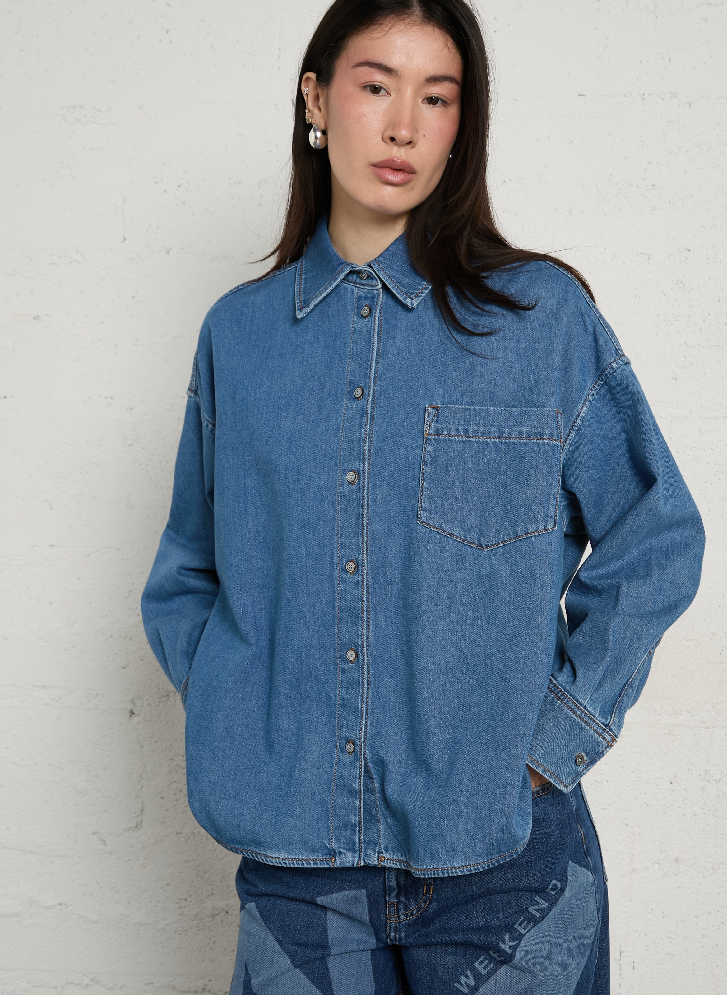 Chemise ample boutonnée en jean MAX MARA WEEK END Bleu