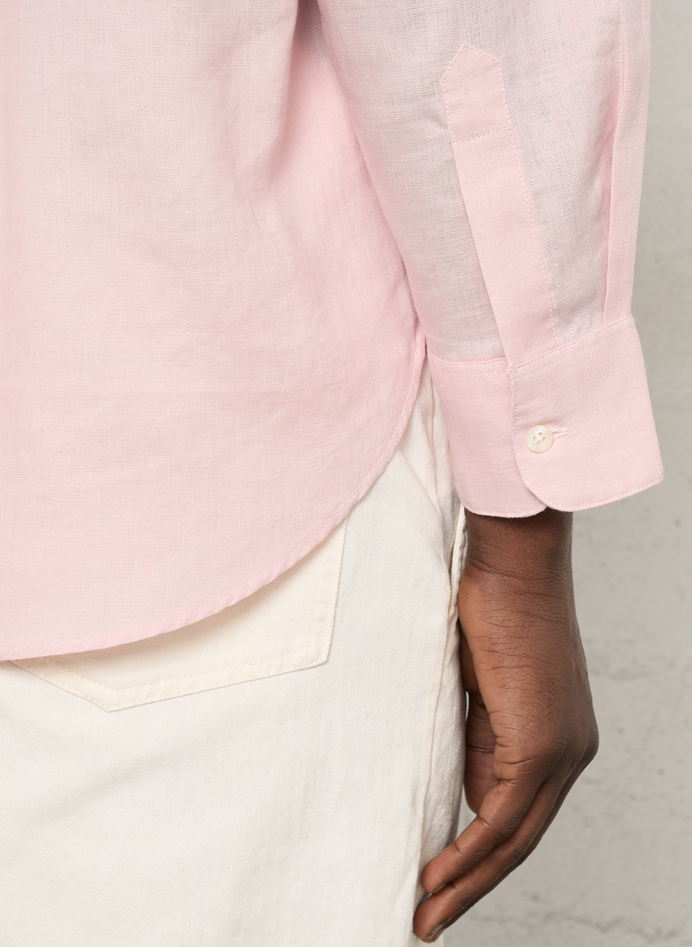 Weite Leinenbluse mit klassischem Kragen COLORFUL STANDARD Rosa