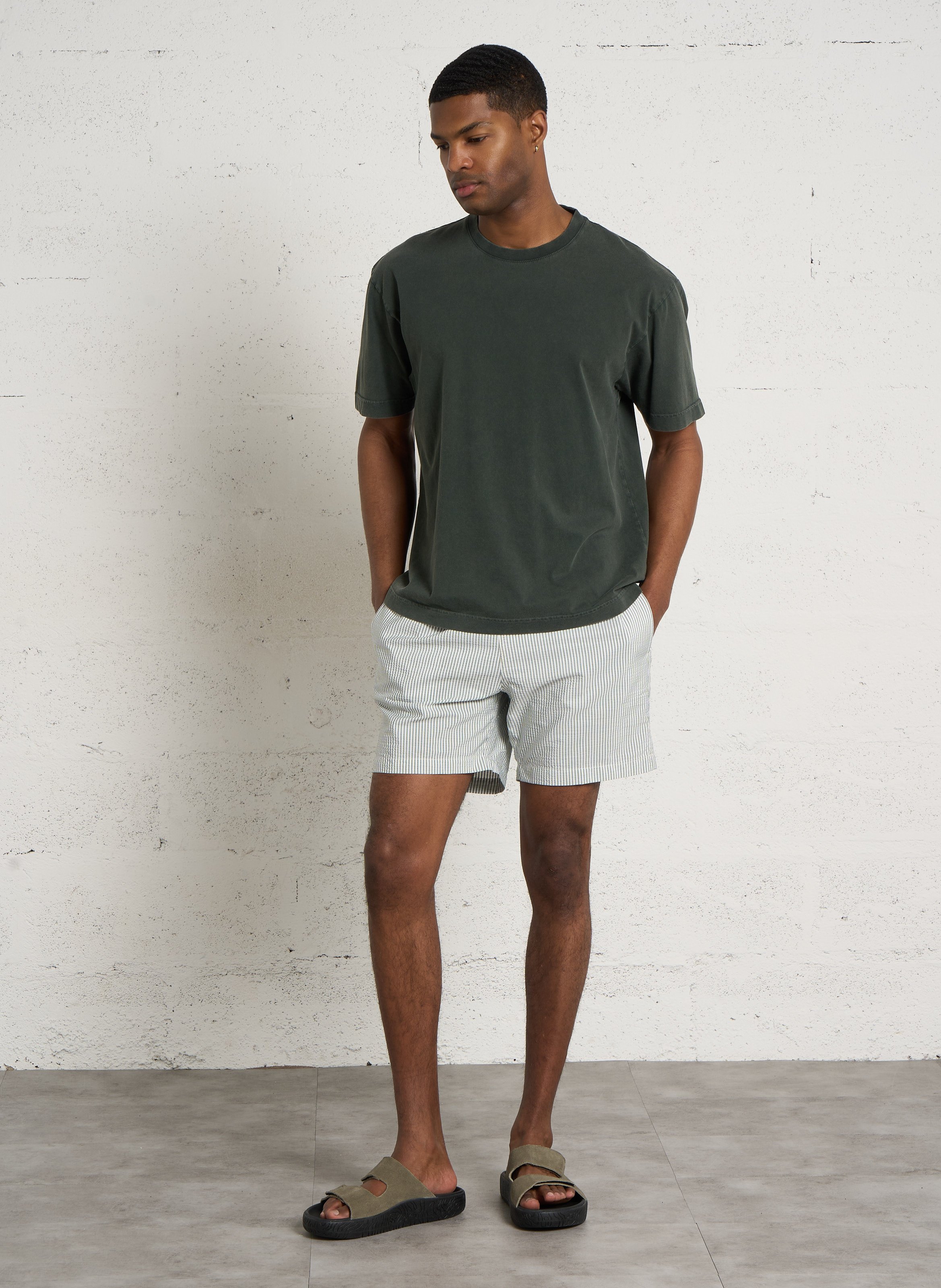 Flat soft leather sandals VEJA Khaki