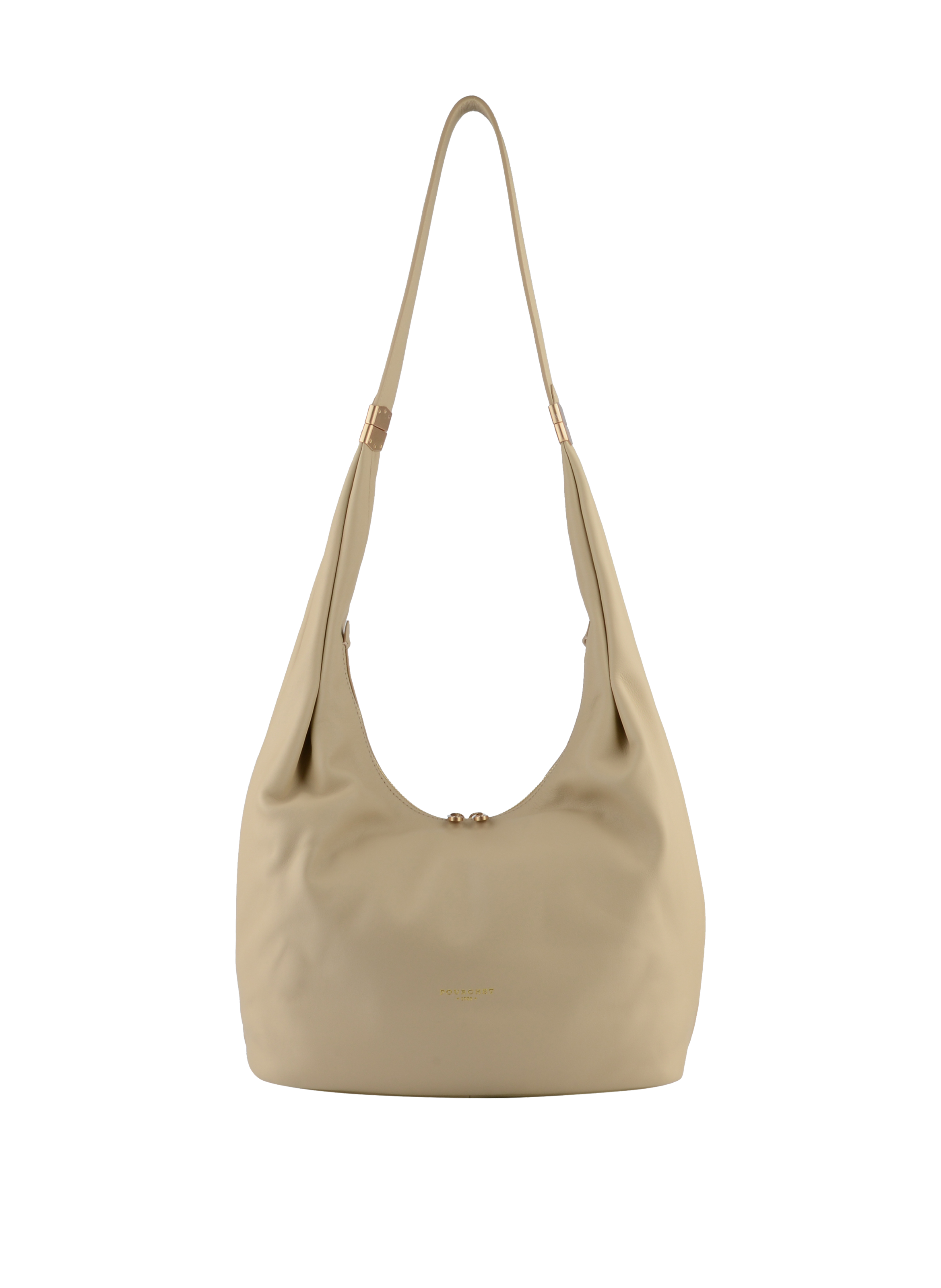 Calfskin leather shoulder bag Beige