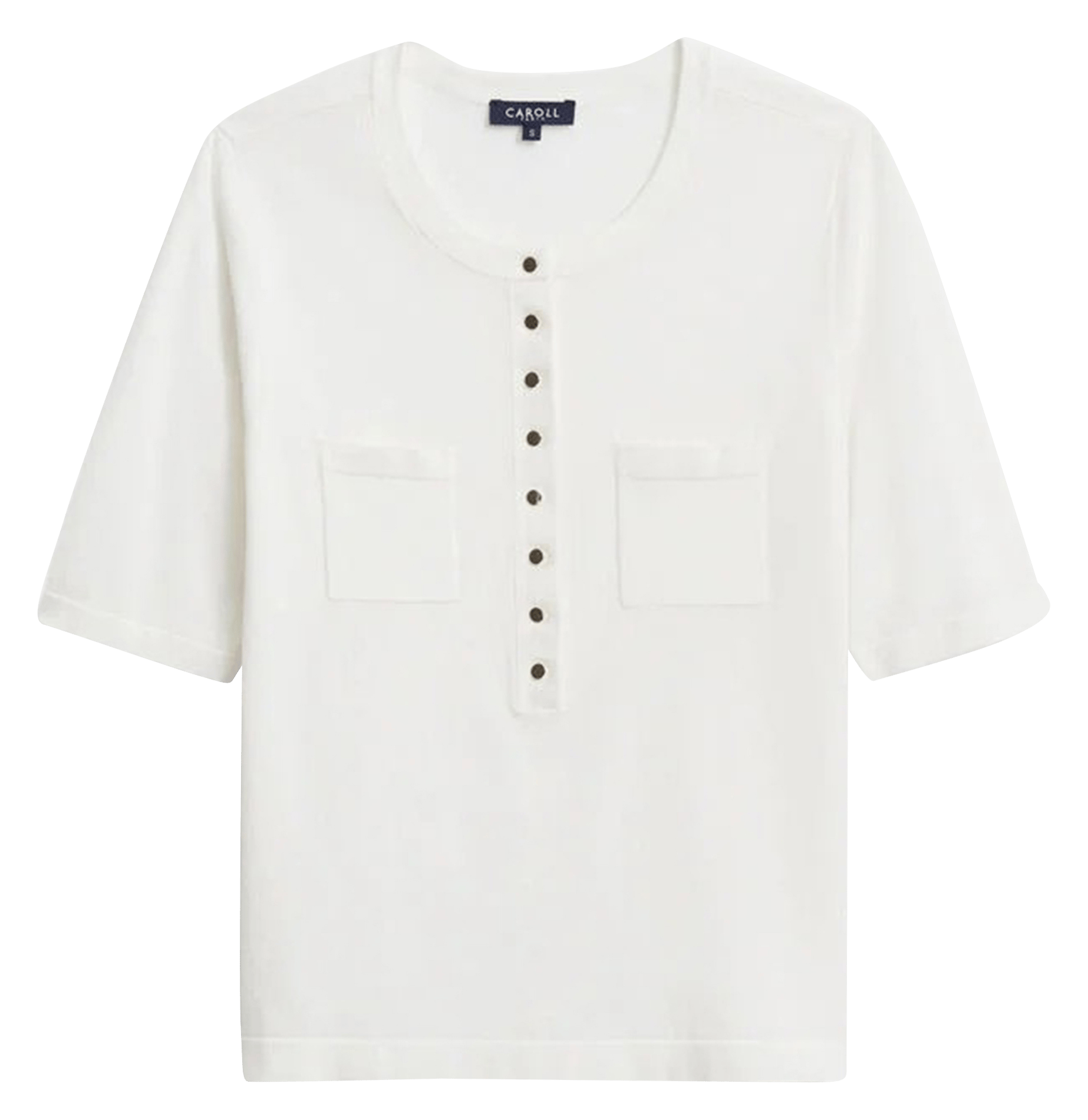 Straight round-neck knit sweater CAROLL Beige