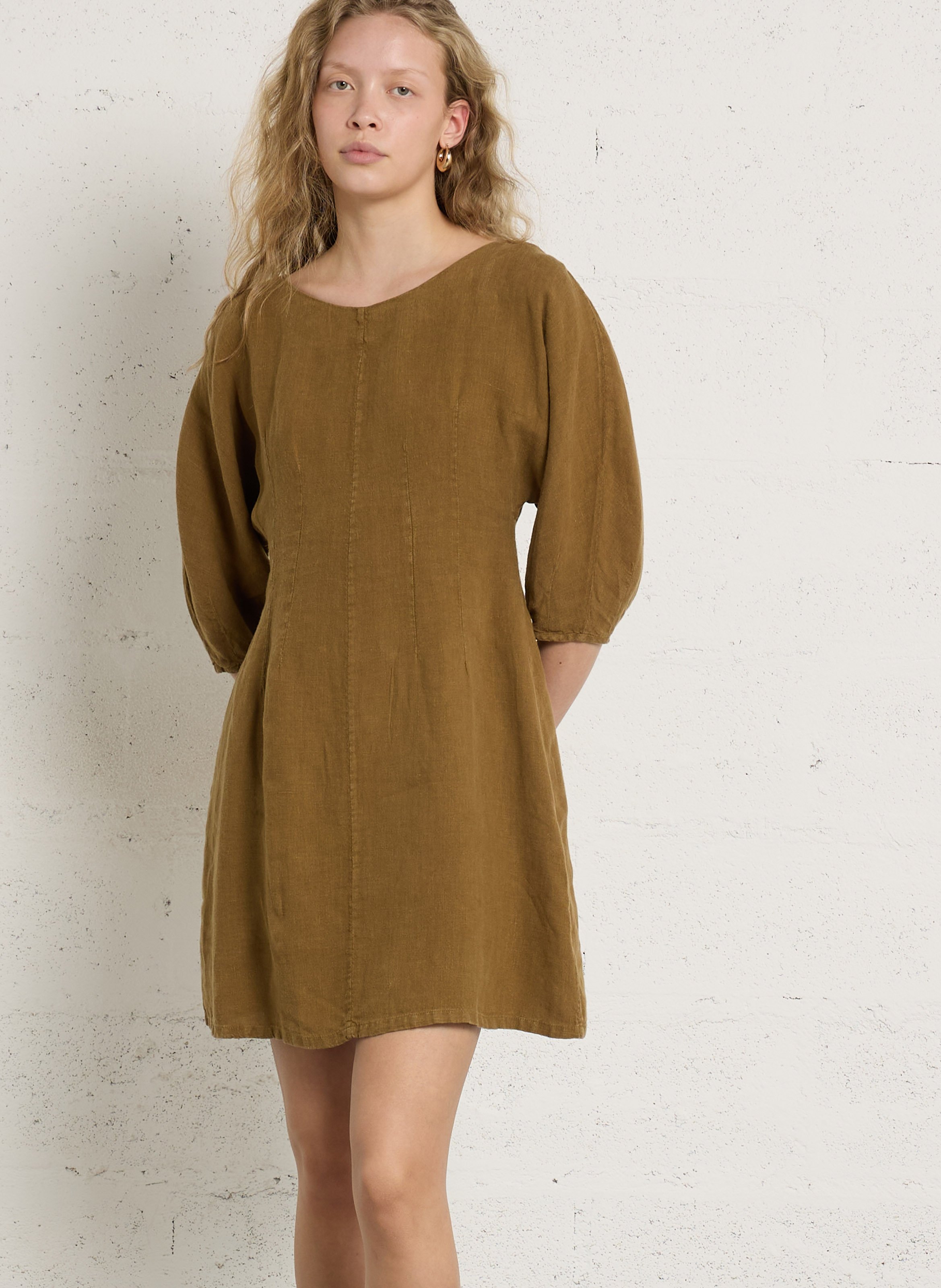 Korte jurk van katoen met ronde hals THE NEW SOCIETY Groen