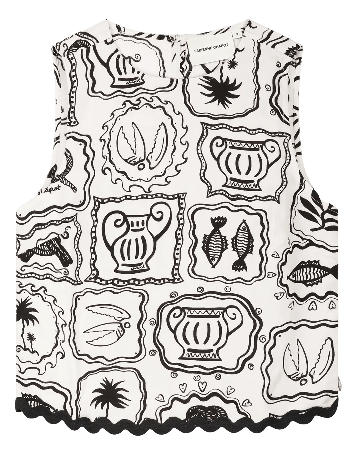 Round-neck stretch viscose top FABIENNE CHAPOT White