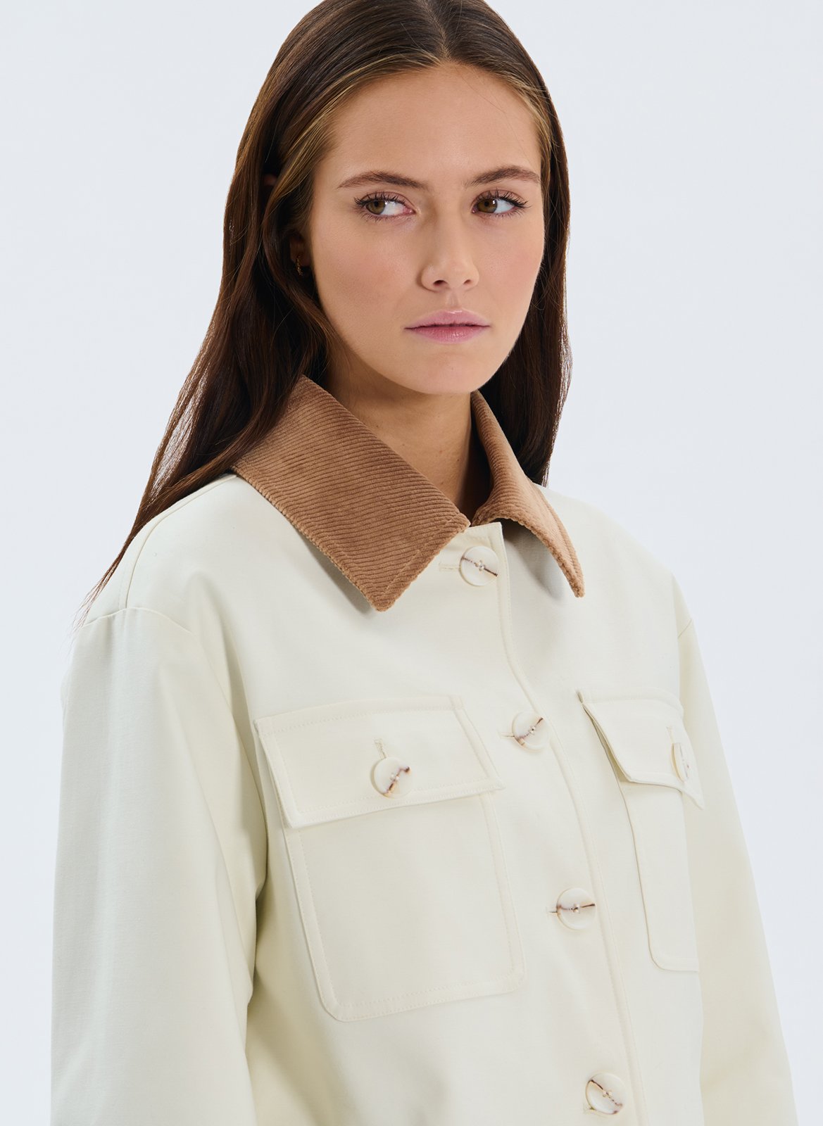 Straight cotton-blend jacket ZAPA White