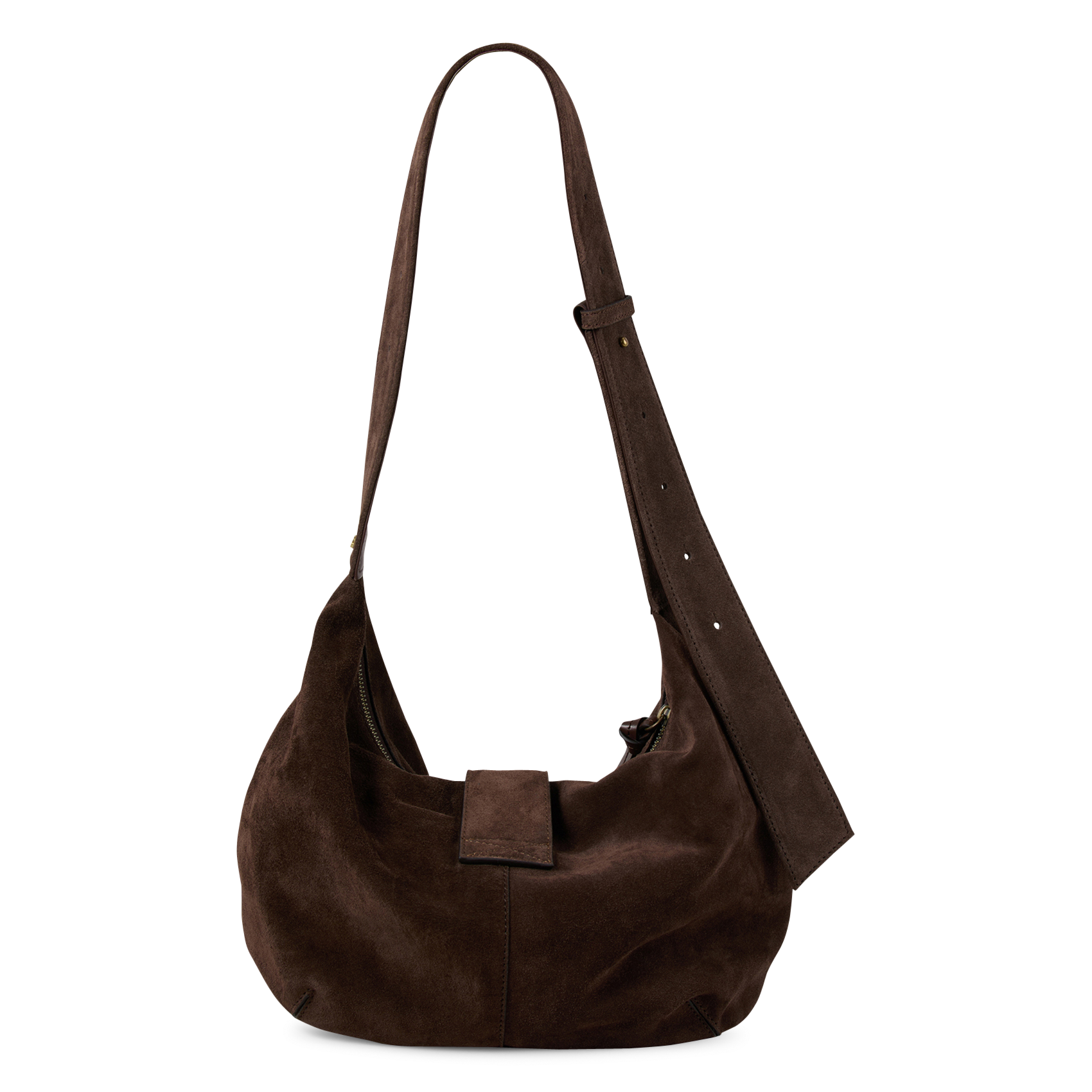 Sac hobo uni en daim BA&SH Marron