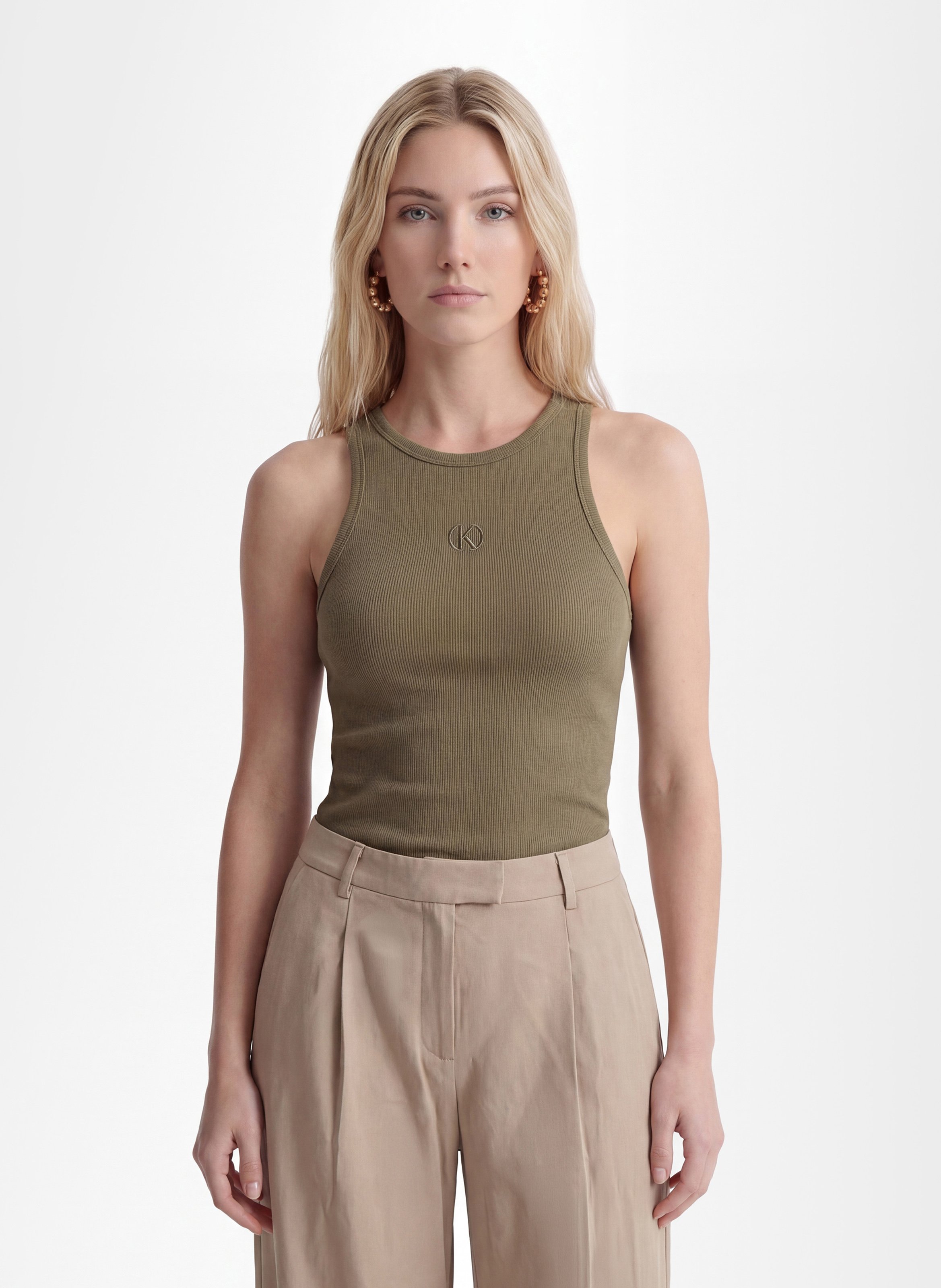 Cotton-blend tank top with round neck KOOKAI