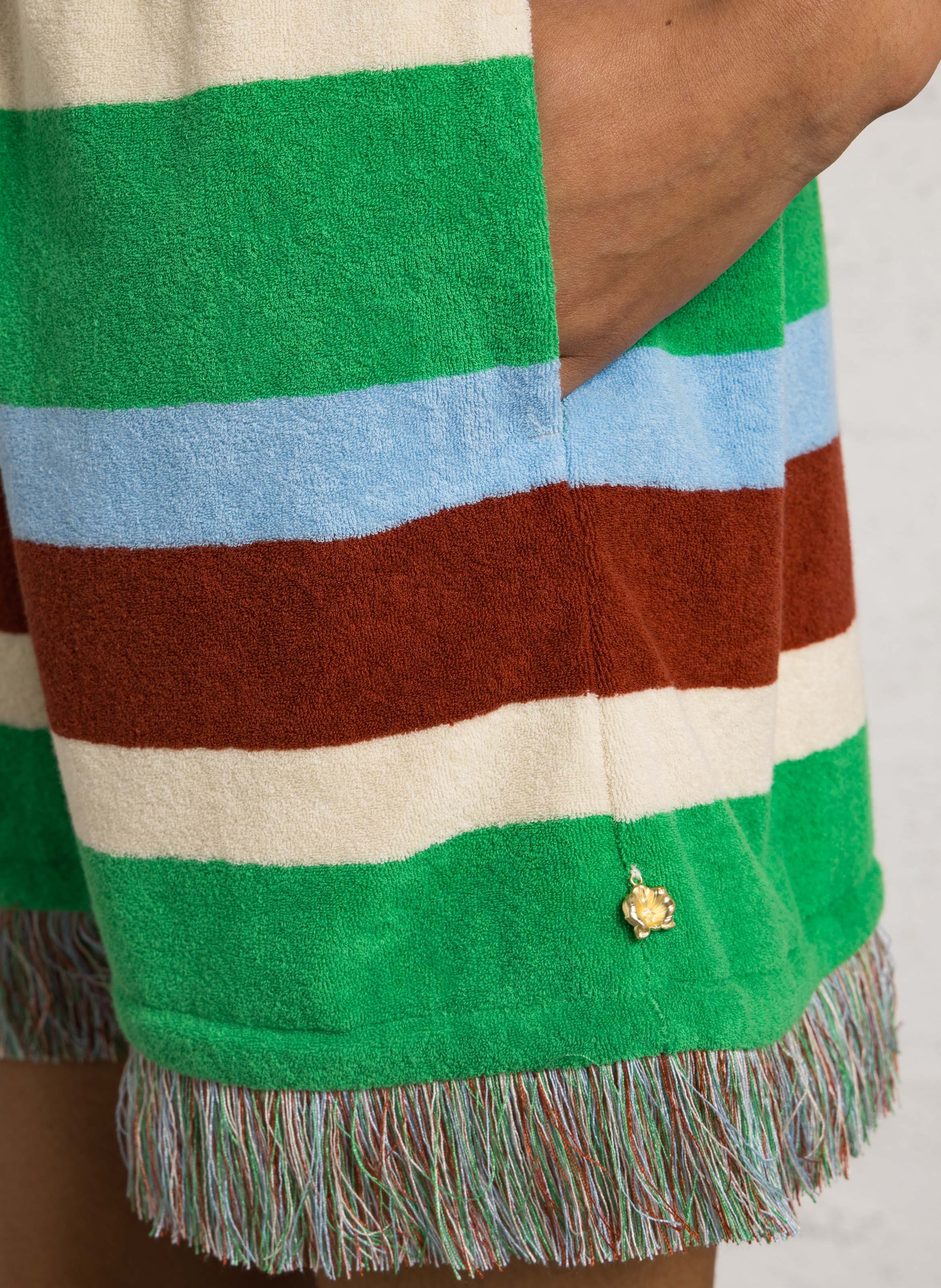 Korte rechte rok van biologisch katoenmix met strepen FABIENNE CHAPOT Veelkleurig