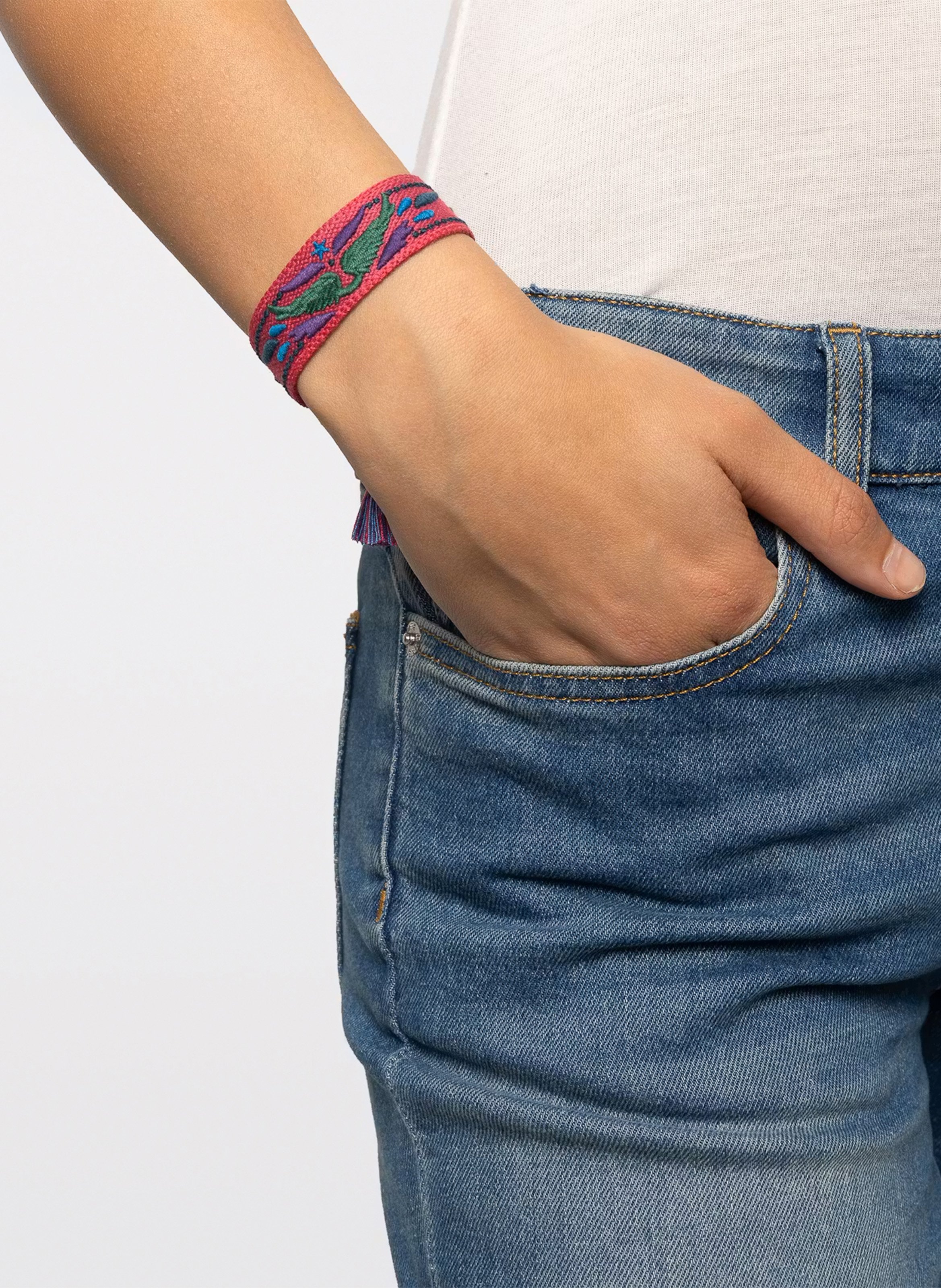 Bracelet en coton brodé ZADIG&VOLTAIRE Rose