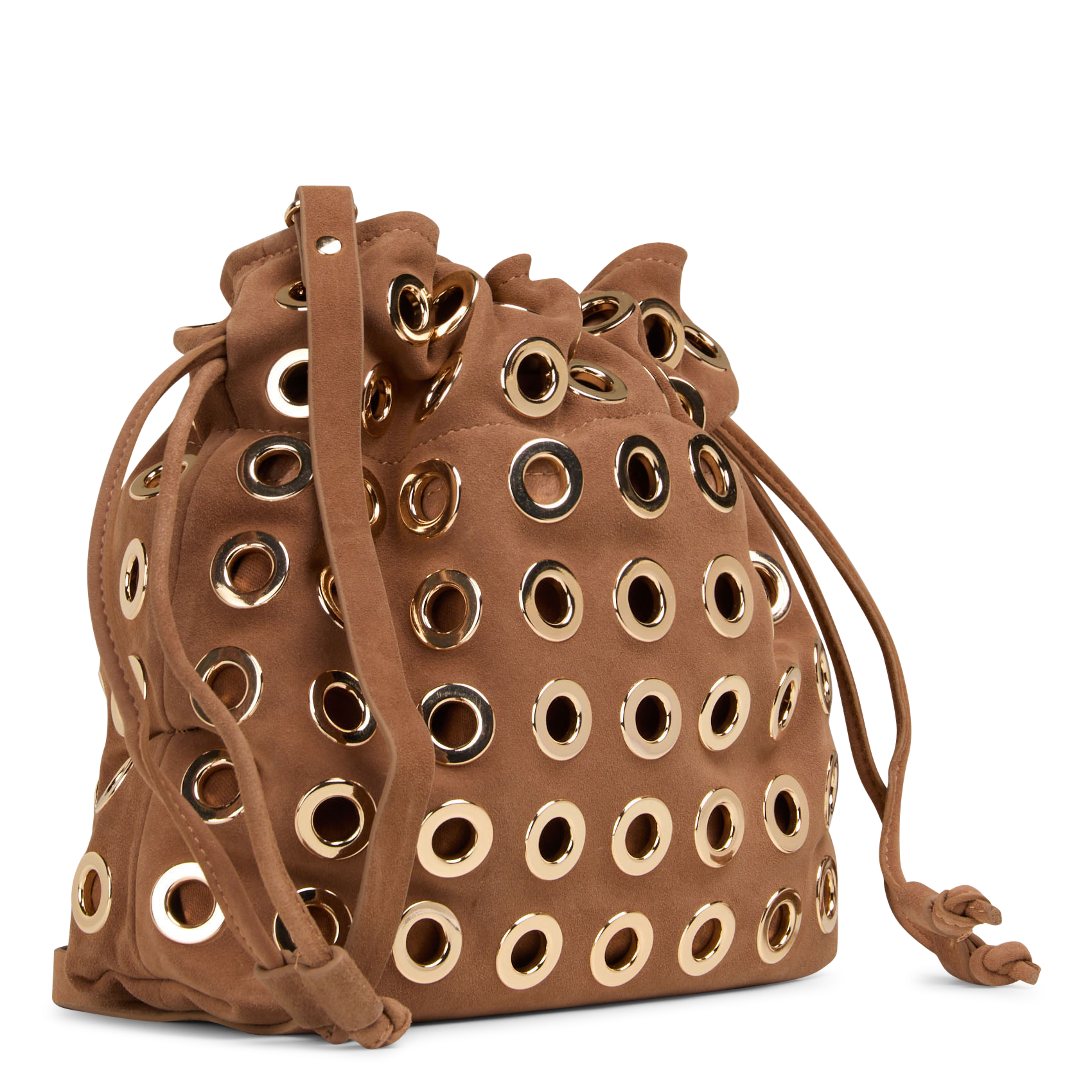 Sac seau en cuir velours BERENICE Marron
