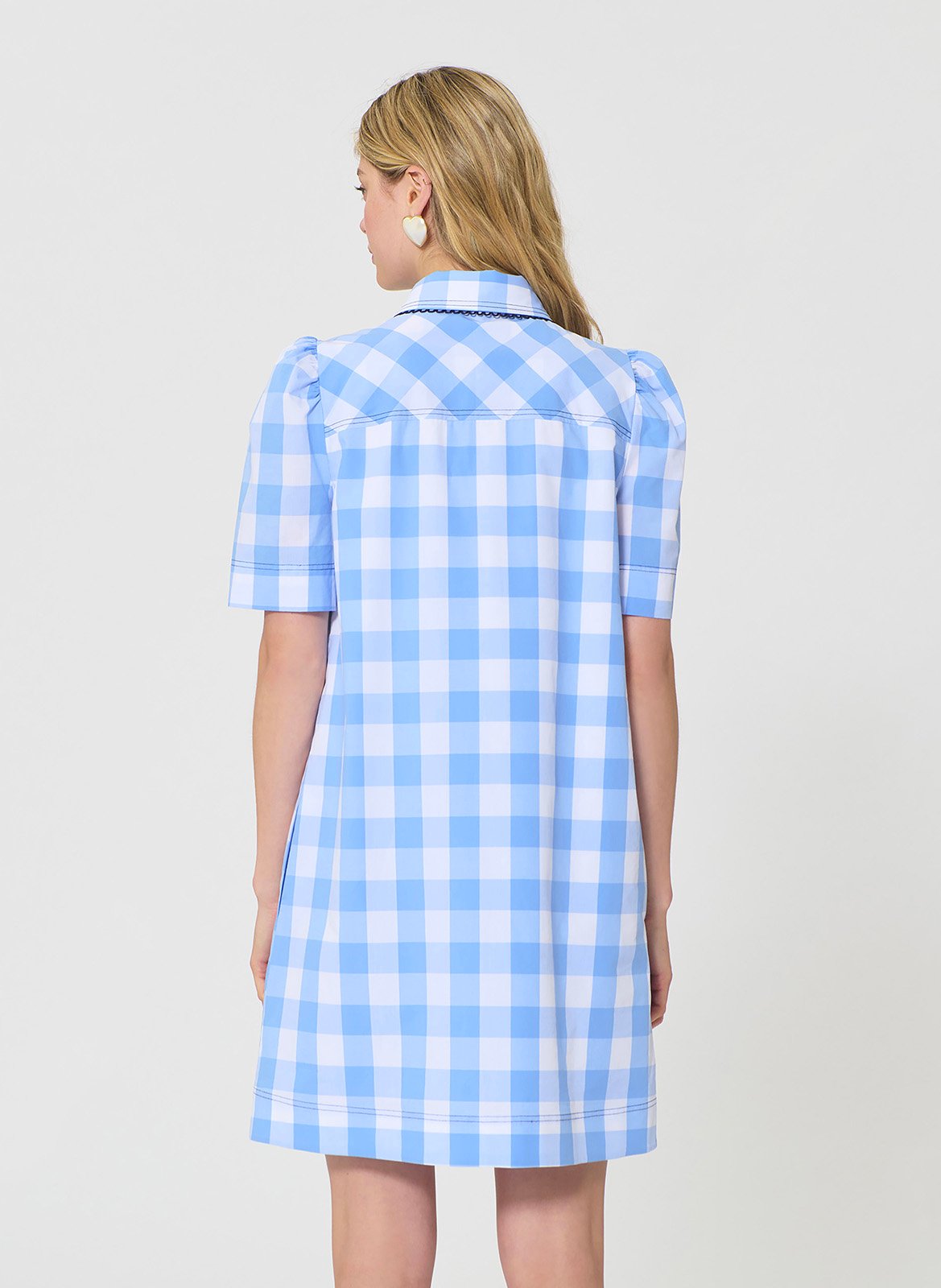 Kurzes bedrucktes Baumwollkleid mit klassischem Kragen TARA JARMON Blau
