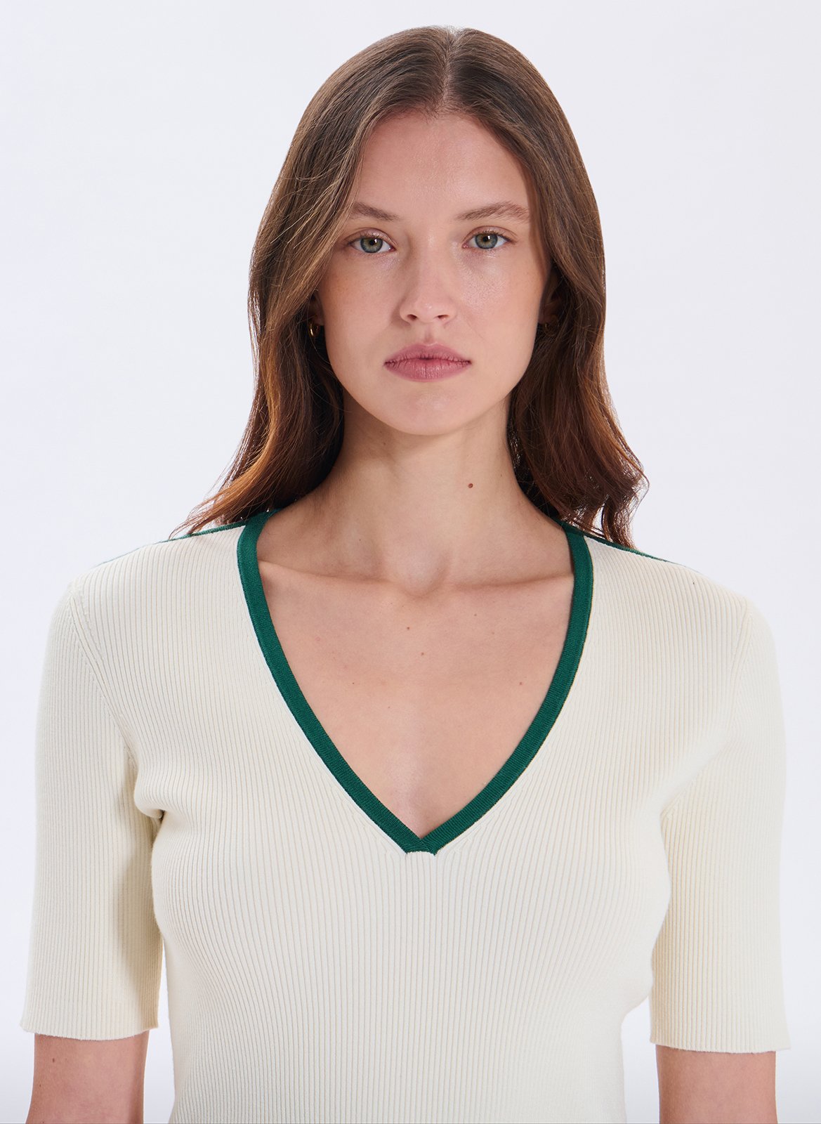 Pullover mit V-Ausschnitt ZAPA Weiss