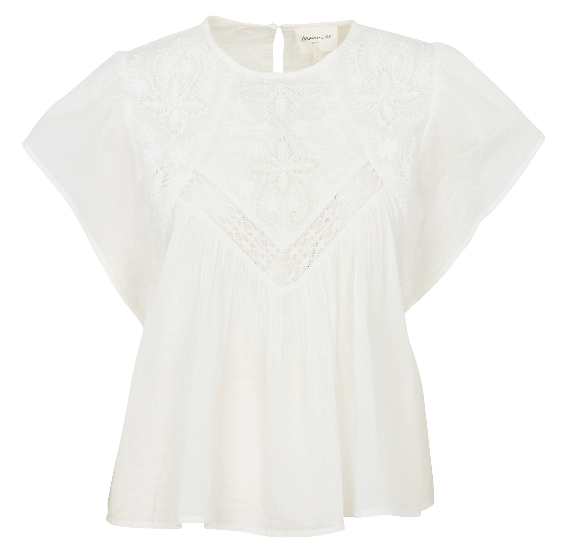 Blouse col rond en coton MAISON 123 Blanc