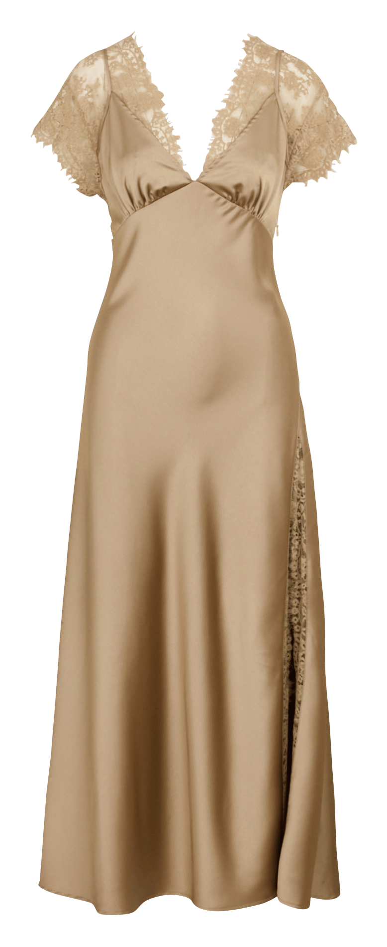 Long satin lace dress IMPERIAL Beige